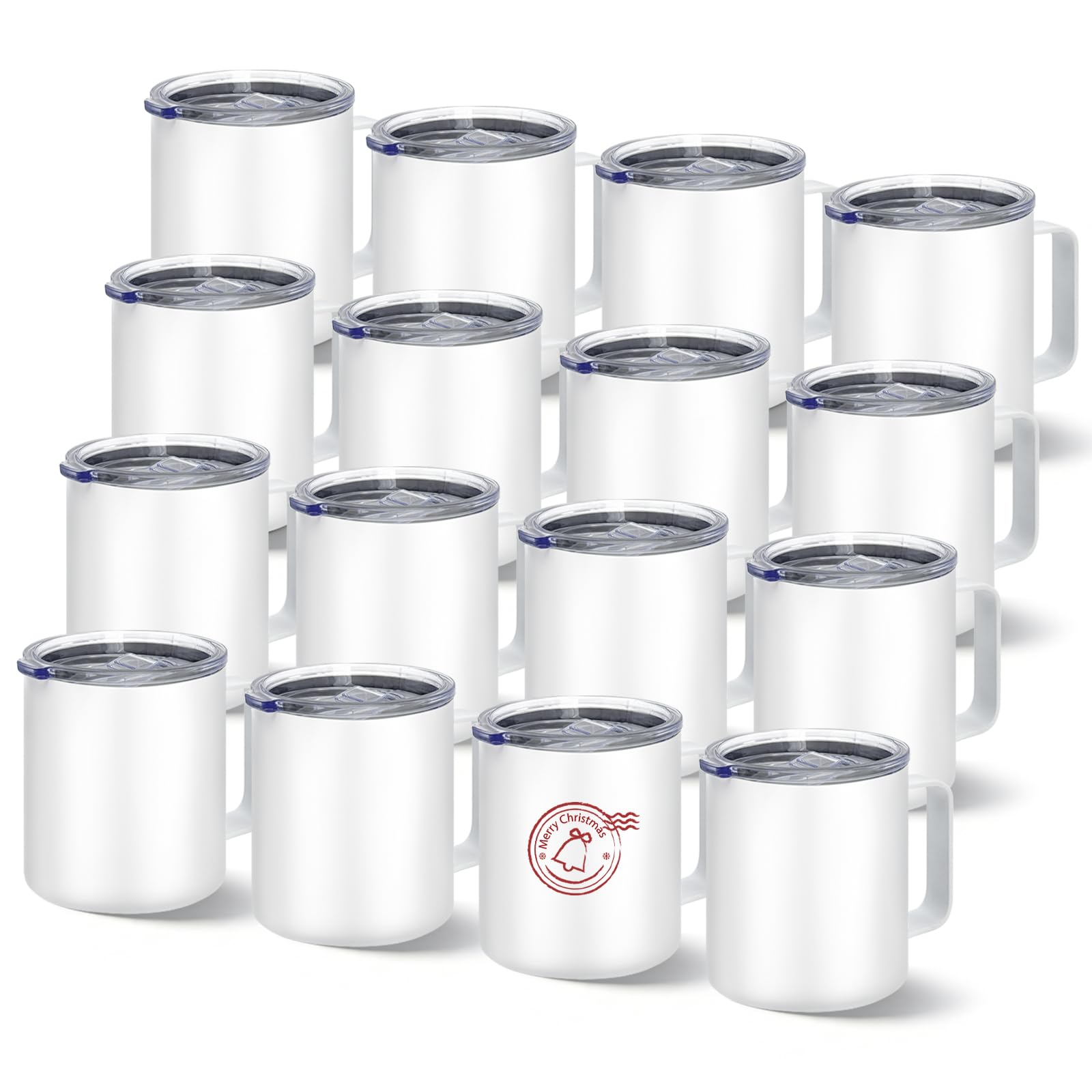 YOUKE OLA 16 Pack Sublimation Tumblers with handle Coffee Blanks Stainless Steel Double Wall Insulated Sublimation with Lids for