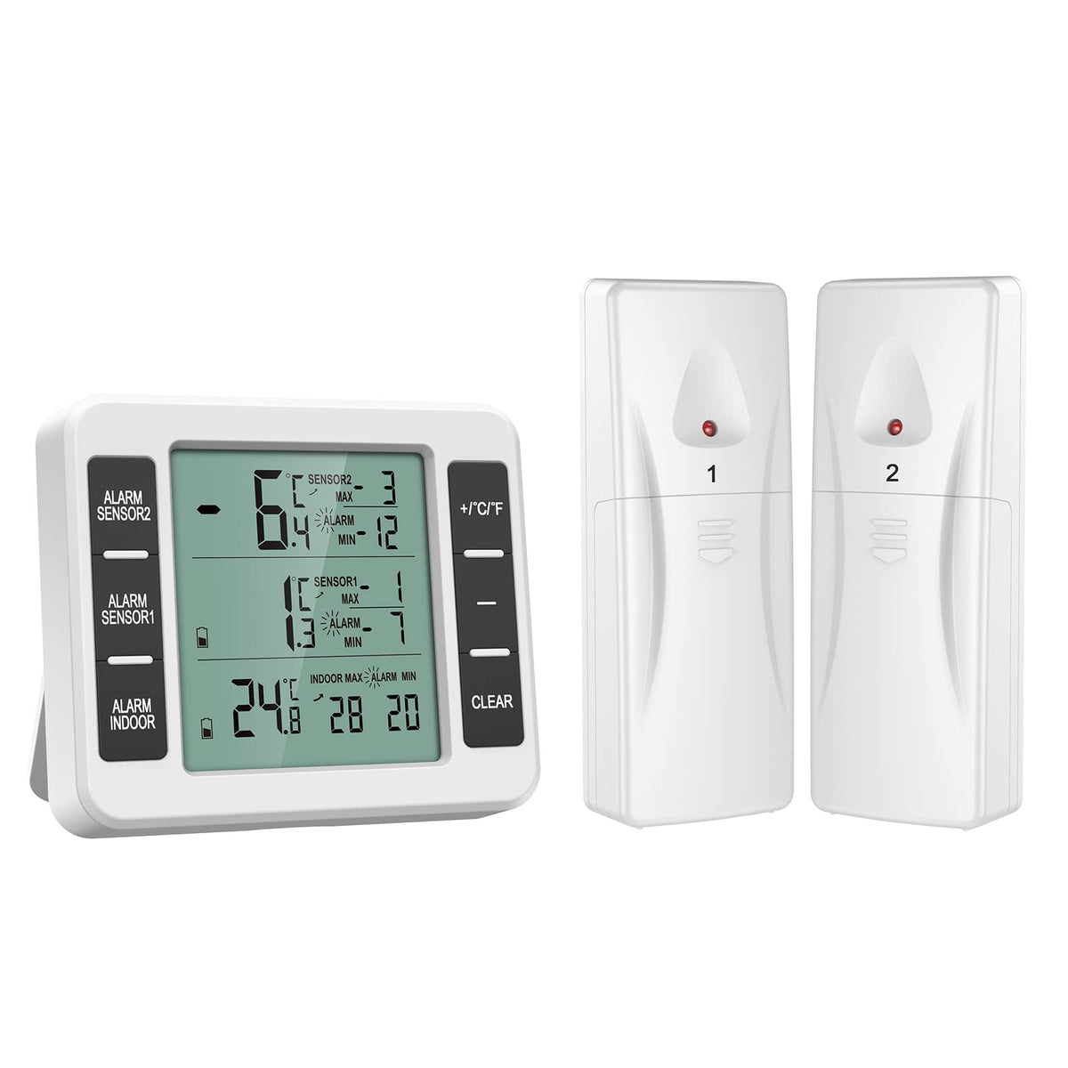 (Upgraded) Amir Refrigerator Thermometer, Wireless Indoor Outdoor Freezer Thermometer, Sensor Temperature Monitor With Audible A