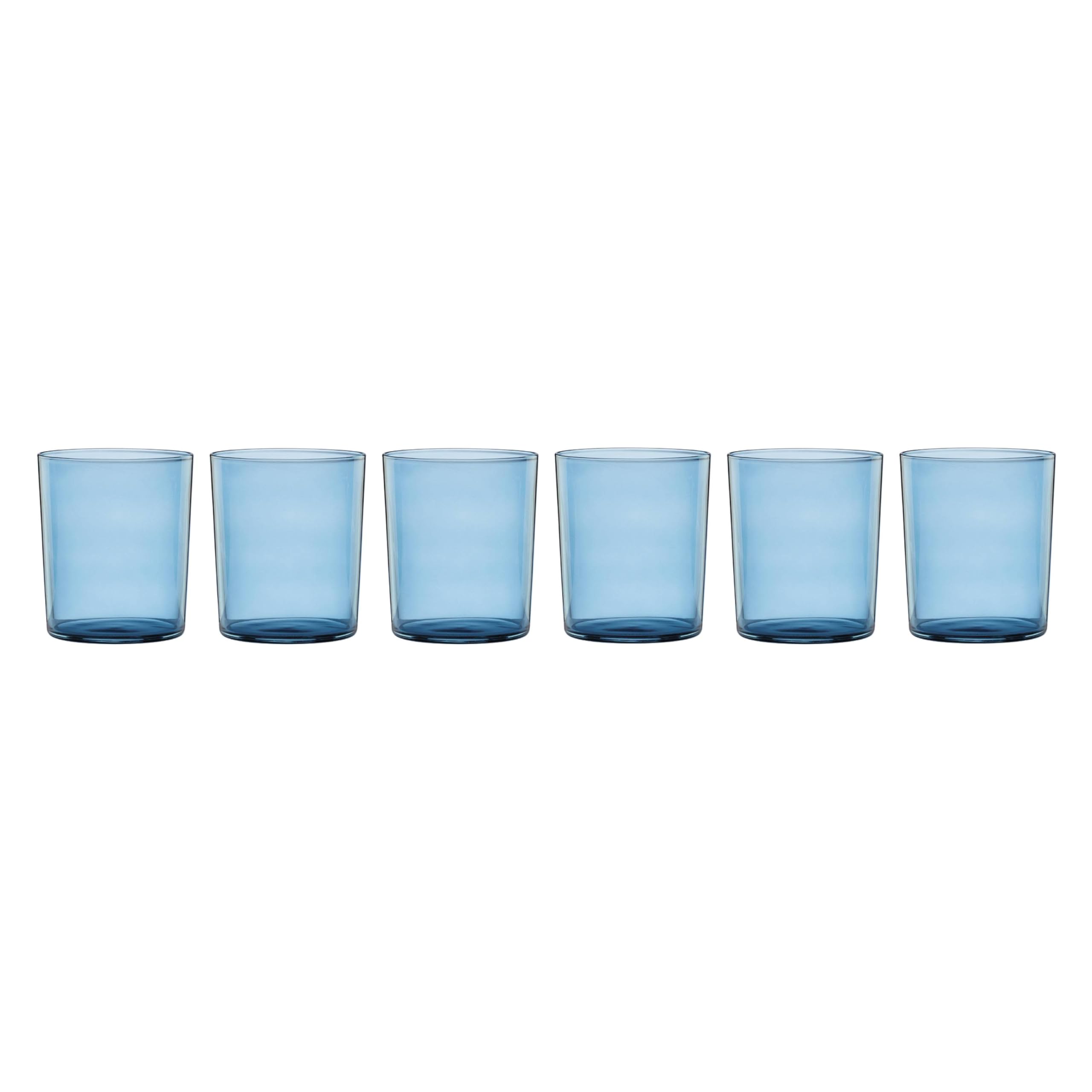 Oneida Drinkware, Stackables Tall Blue Drinkware, Set Of 6, 14 Ounce Capacity, Glass Material, Dishwasher Safe, Glassware Drinki