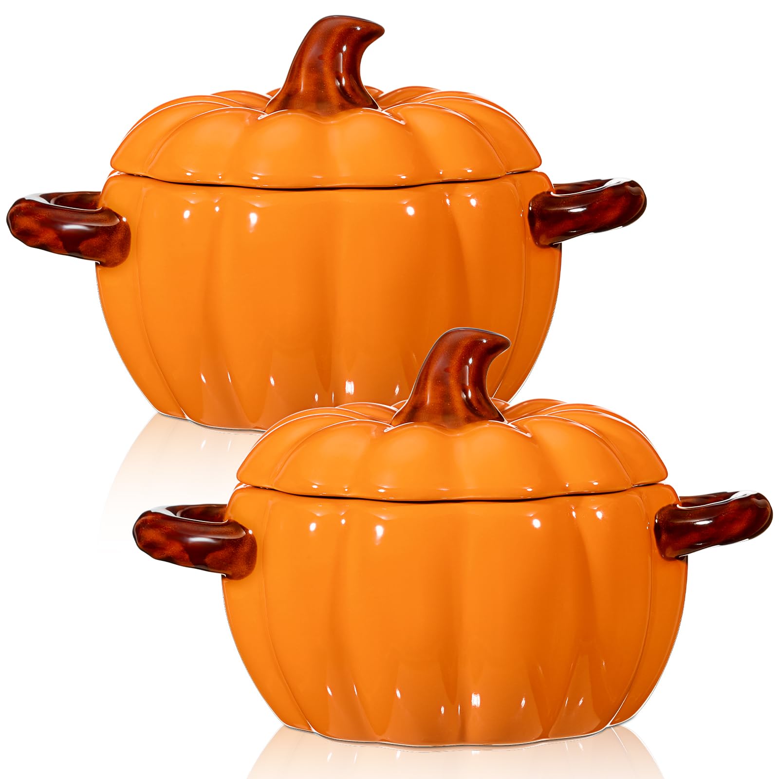 Uiifan 2 Pcs Pumpkin Pot for Cooking with Lid, 17 oz, Orange
