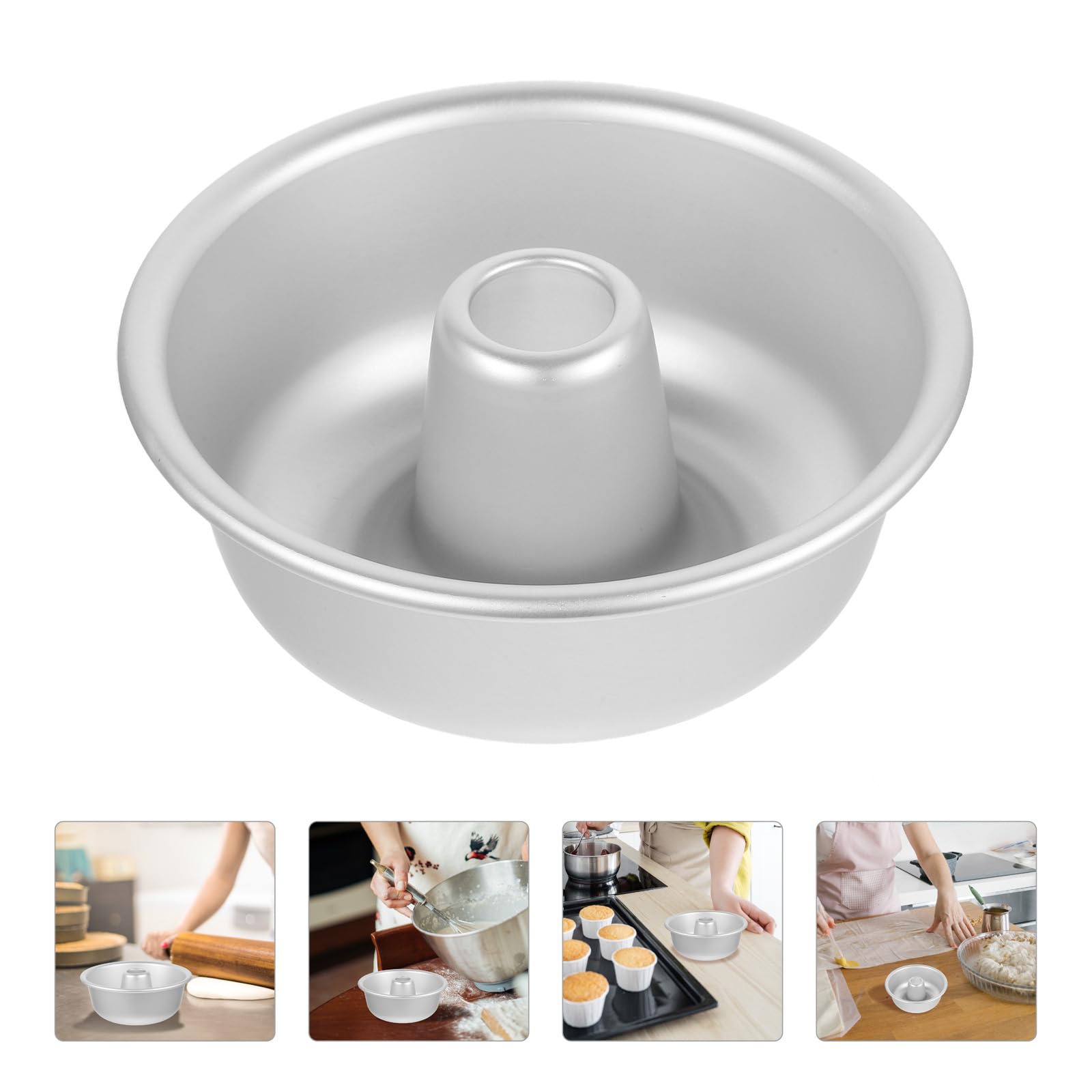 Ifundom Angel Food Cake Pan, 6 Inch Round Chiffon Cake Mold Aluminum Tube Pan Baking Cake Mould For Baking