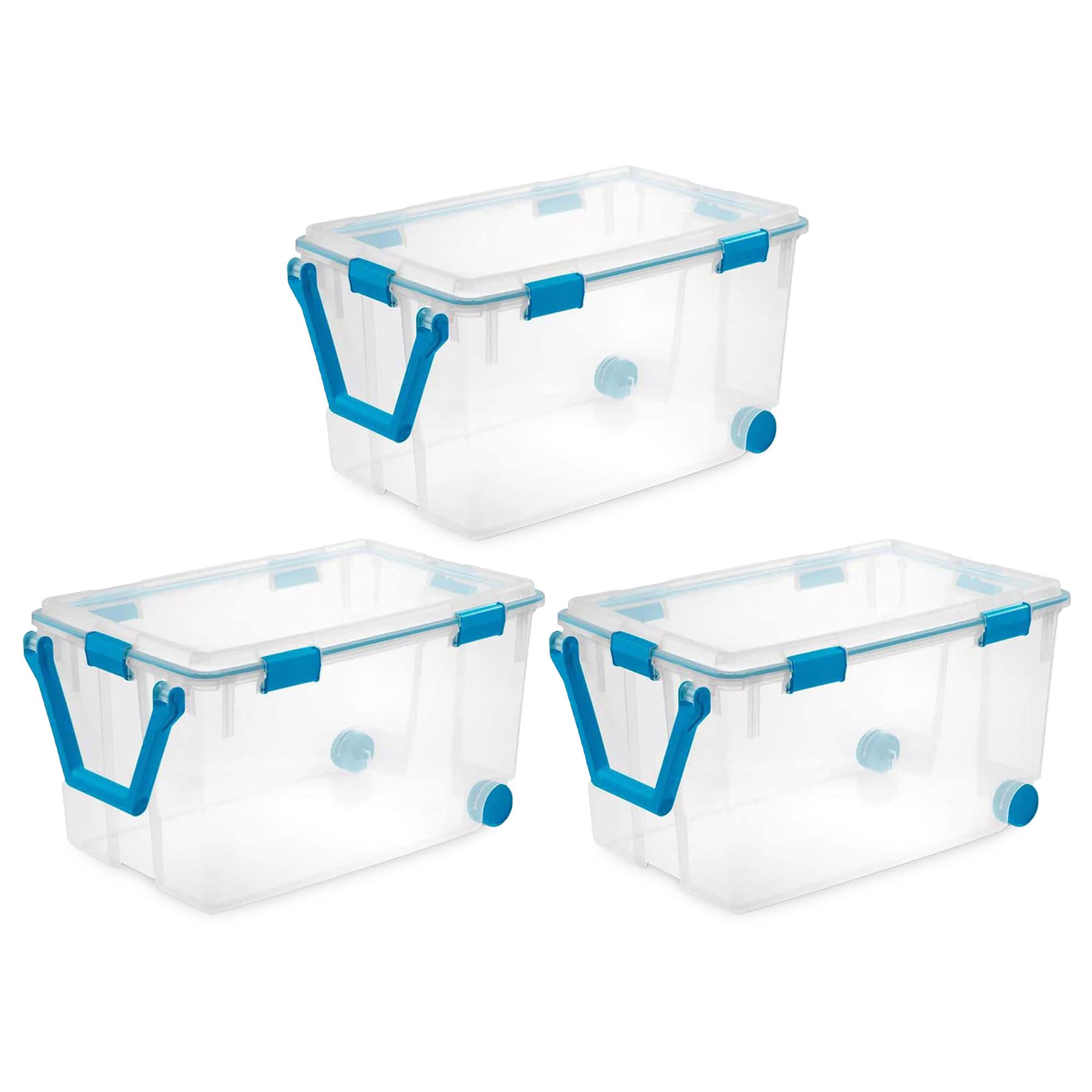 Sterilite 120 Qt Wheeled Gasket Box, Stackable Storage Bin With Latching Lid, Handle And Tight Seal, Plastic Container With Clea