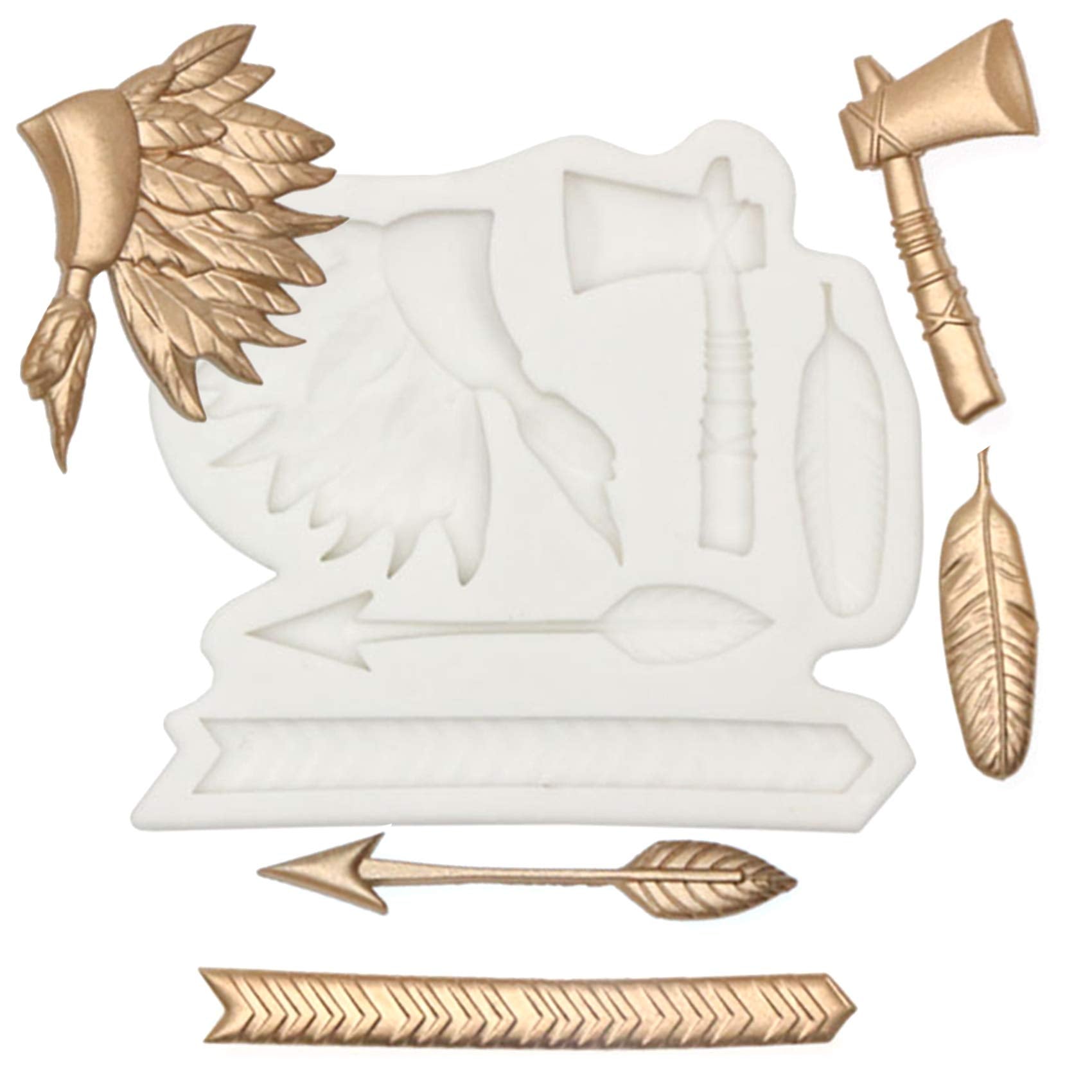 Native American Western Indians Fondant Silicone Mold Sugarcraft Cake Decorating, Cupcake Topper, Chocolate, Polymer Clay