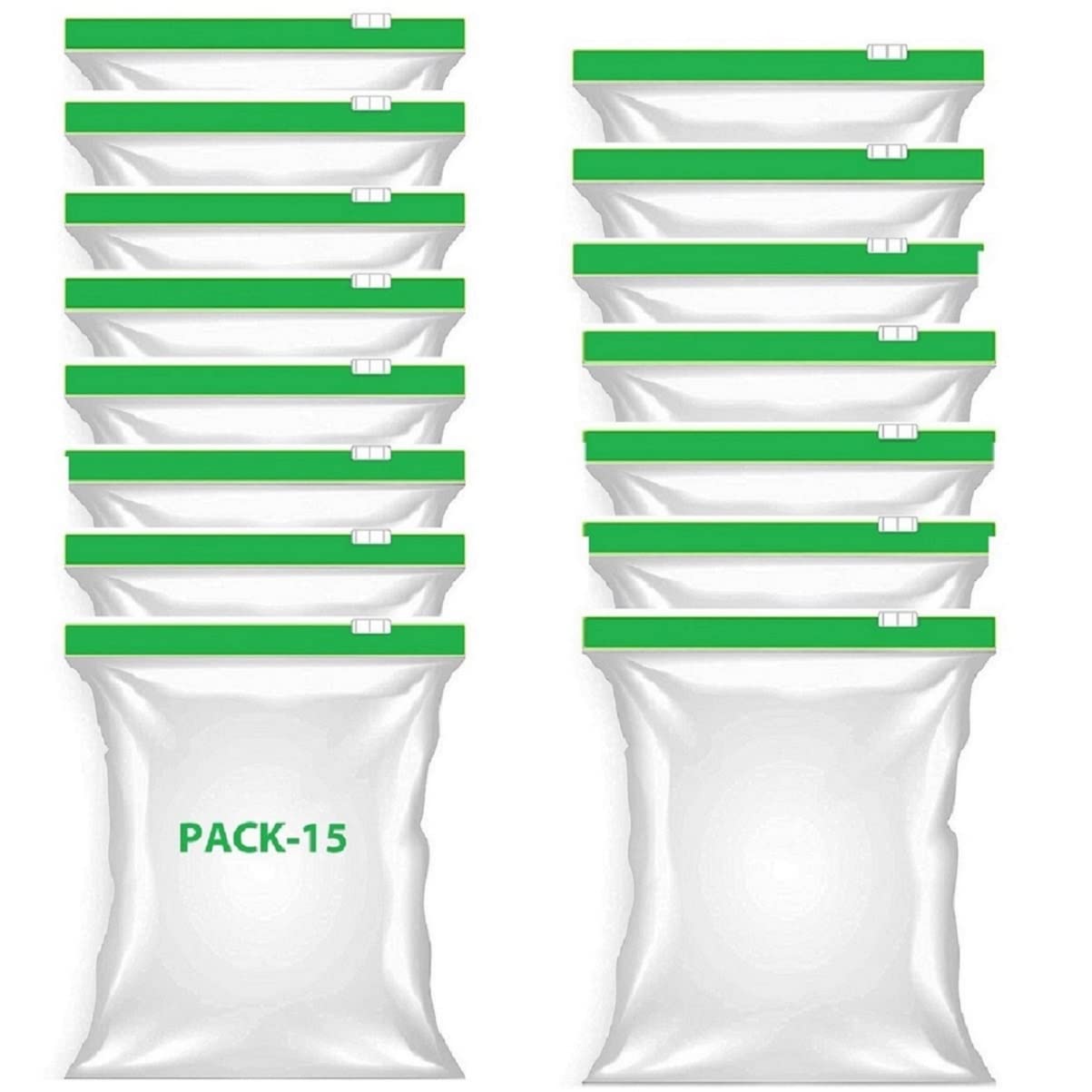 Vonity Pack Of 15 Zip Lock Bags For Food Storage, Zipper Pouches For Storage, Freezer ReUsable Zipper Bags, Ziplock Bags For Fr