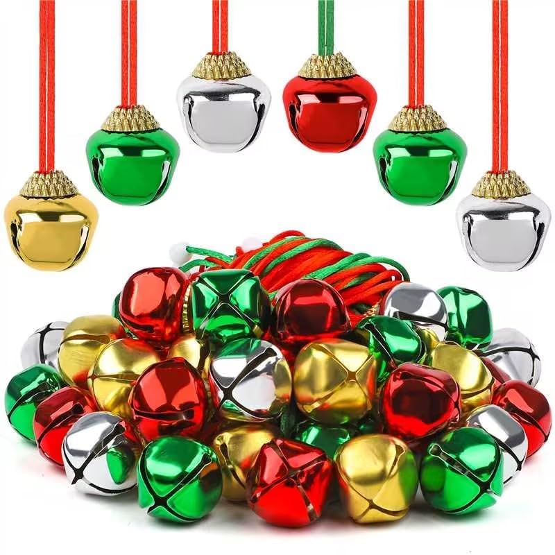 URATOT 24 Pieces Jingle Bell Necklaces with Connect Ribbons for Christmas Decoration