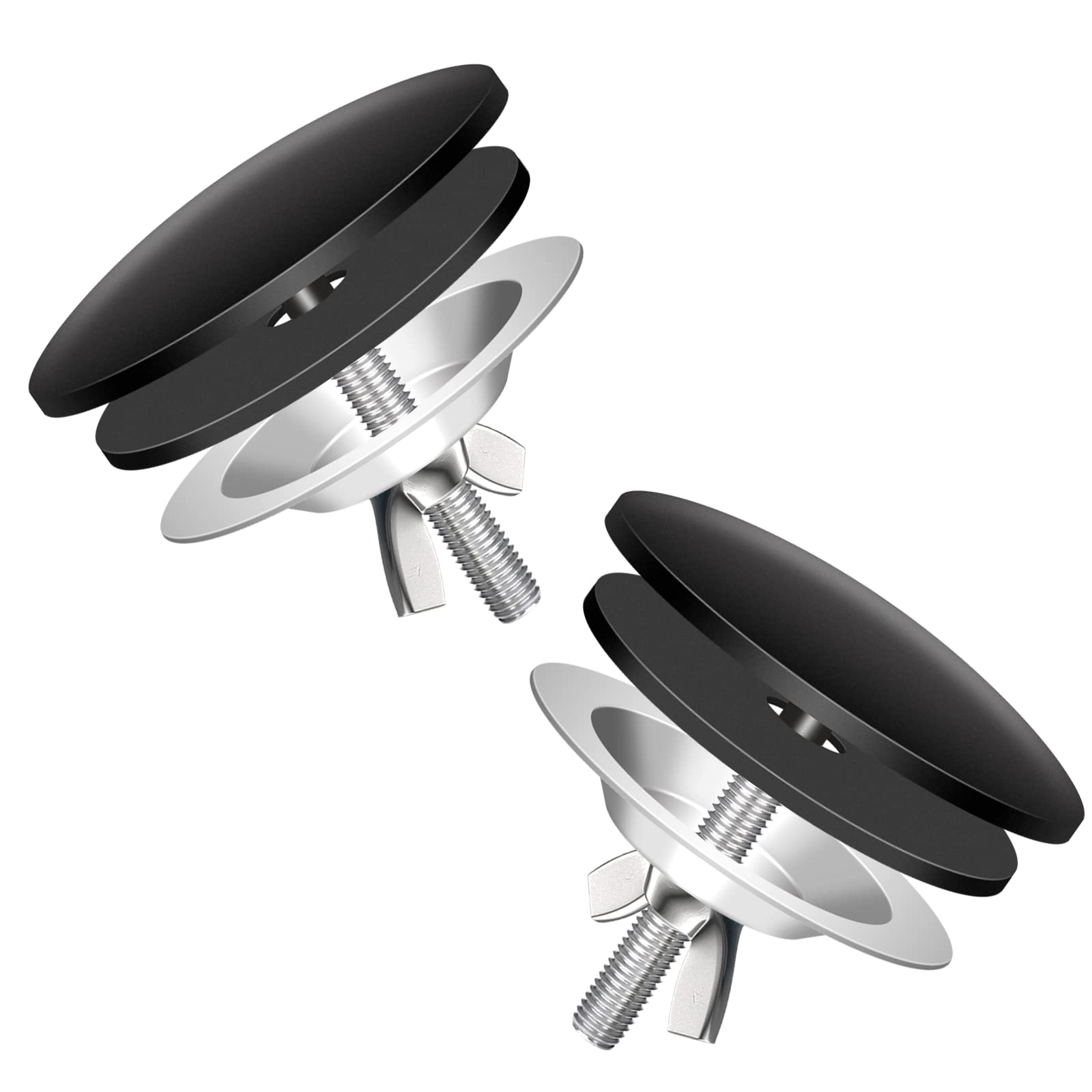 Kibbeh 2 Pcs Sink Hole Cover For Kitchen Stainless Steel Faucet Hole Cover,Sink Plug Stopper Kitchen,Blanking Metal Plug(Black)