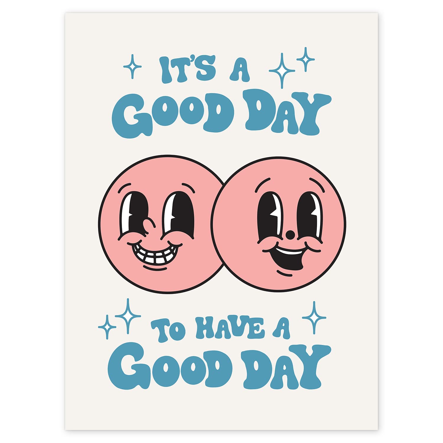 It'S A Good Day Retro Poster, Retro Happy Face Wall Art, 60S 70S Aesthetic Poster, Positive Quote Wall Art, Cute Room Decor, Coo
