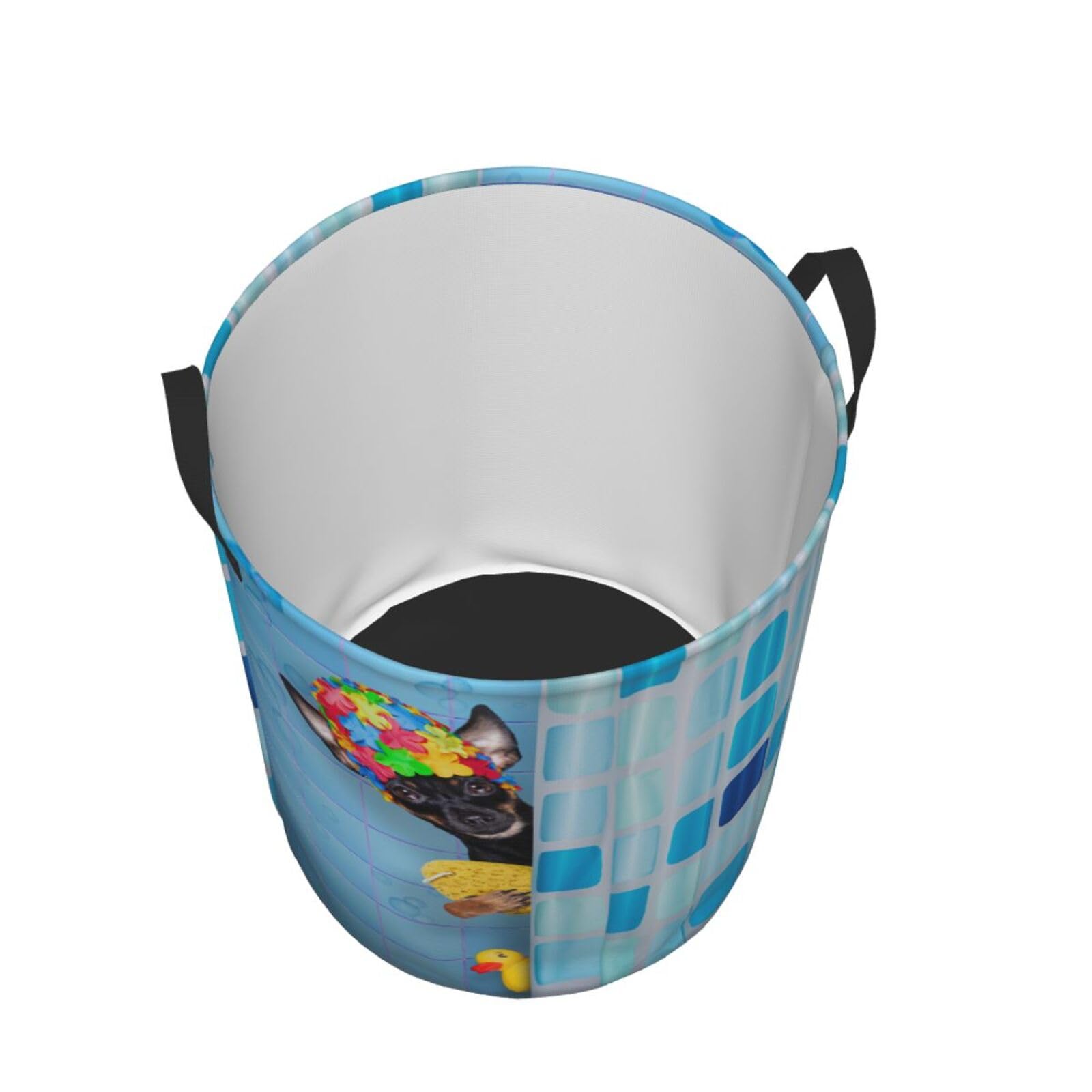 Pevtufa Prague Ratter Dog In Bathtub Foldable Laundry Basket Organizer,Fabric Clothes Toy Storage Basket Nursery Hamper Storage