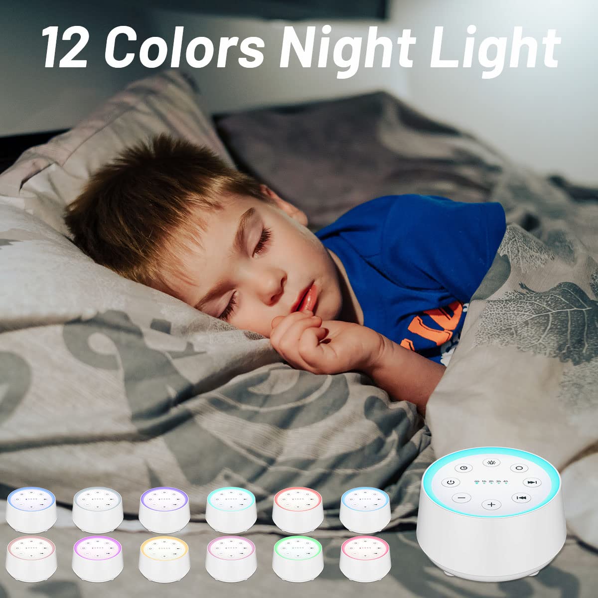 EasyHome Sleep Sound Machine White Noise Machines with 30 Soothing Sounds 12 Adjustable Night Light 10 Adjustment Brightness 36 Levels of Volume 5 Timers and Memory Function Kid AdultTravel