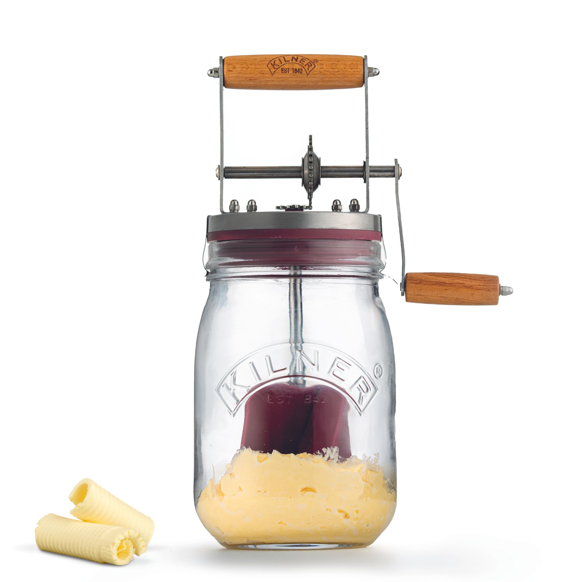 Kilner Vintage Glass Butter Churn; Delicious Homemade Butter in as Little as Ten Minutes; Large 34-Fluid Ounce Capacity Butter C