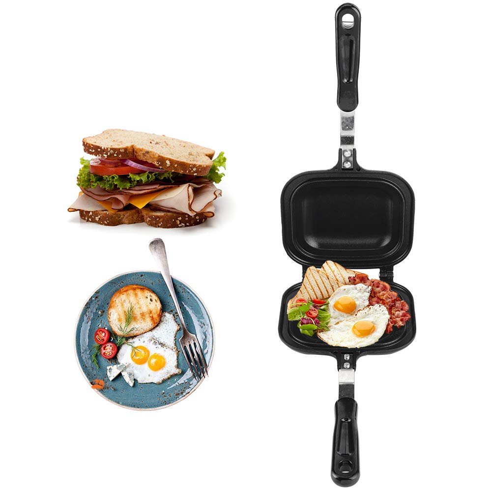 Oumefar Frying Pan Square Double-Sided Pancake Pan Nonstick Cooking Pan Sandwich Maker Multifunction Baking Pan For Toaster Brea