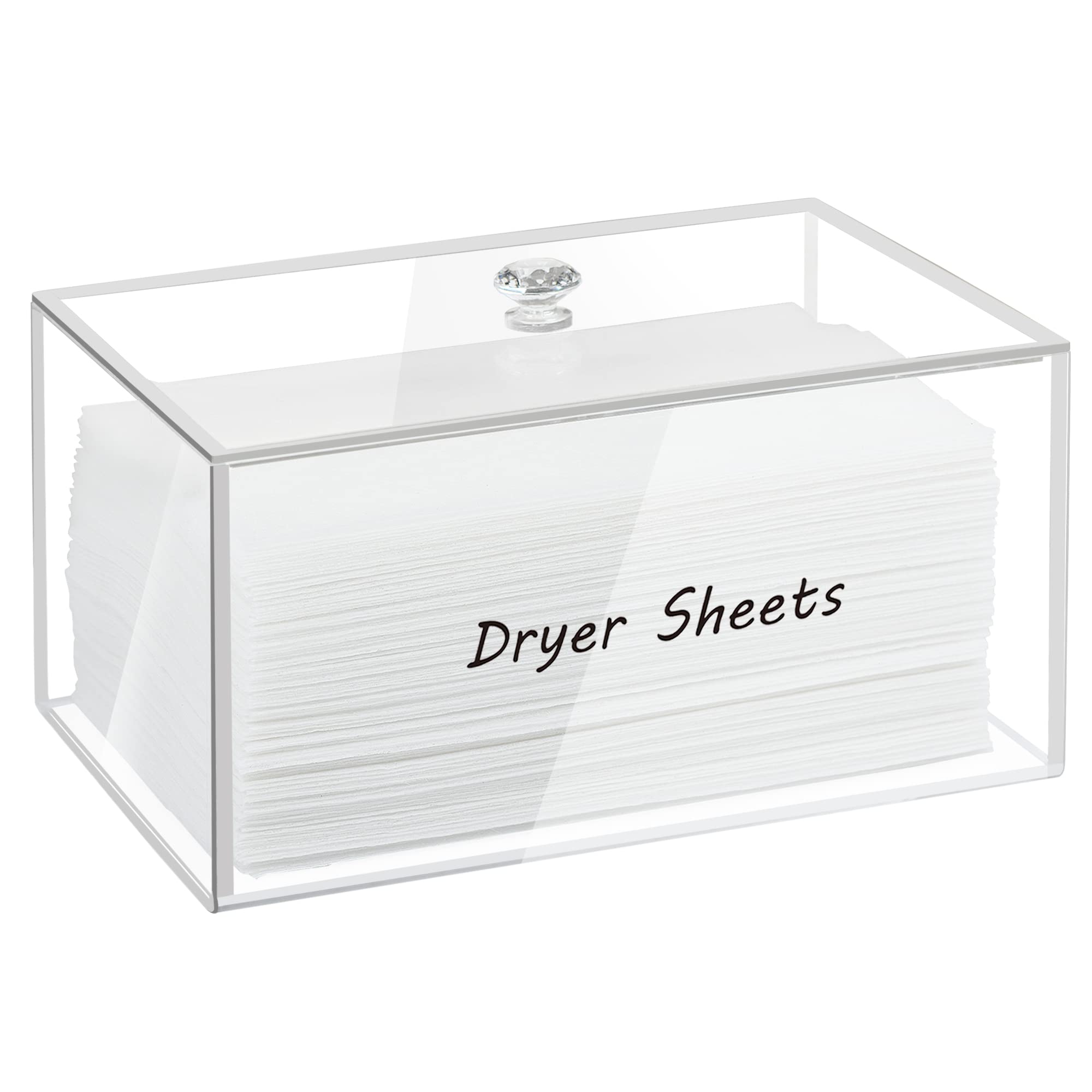 Dryer Sheet Holder, Dispenser, Acrylic Container Storage Box For Laundry Room Organization, Holds Sheets, Balls, Clothes Pins, L