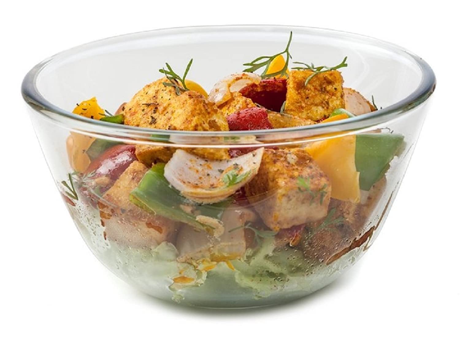 SignoraWare Borosilicate Glass Mixing Bowl and Serving Bowl | Micro Wave Oven Safe (1500ml | Set Of 1 Piece | Transparent Clear)