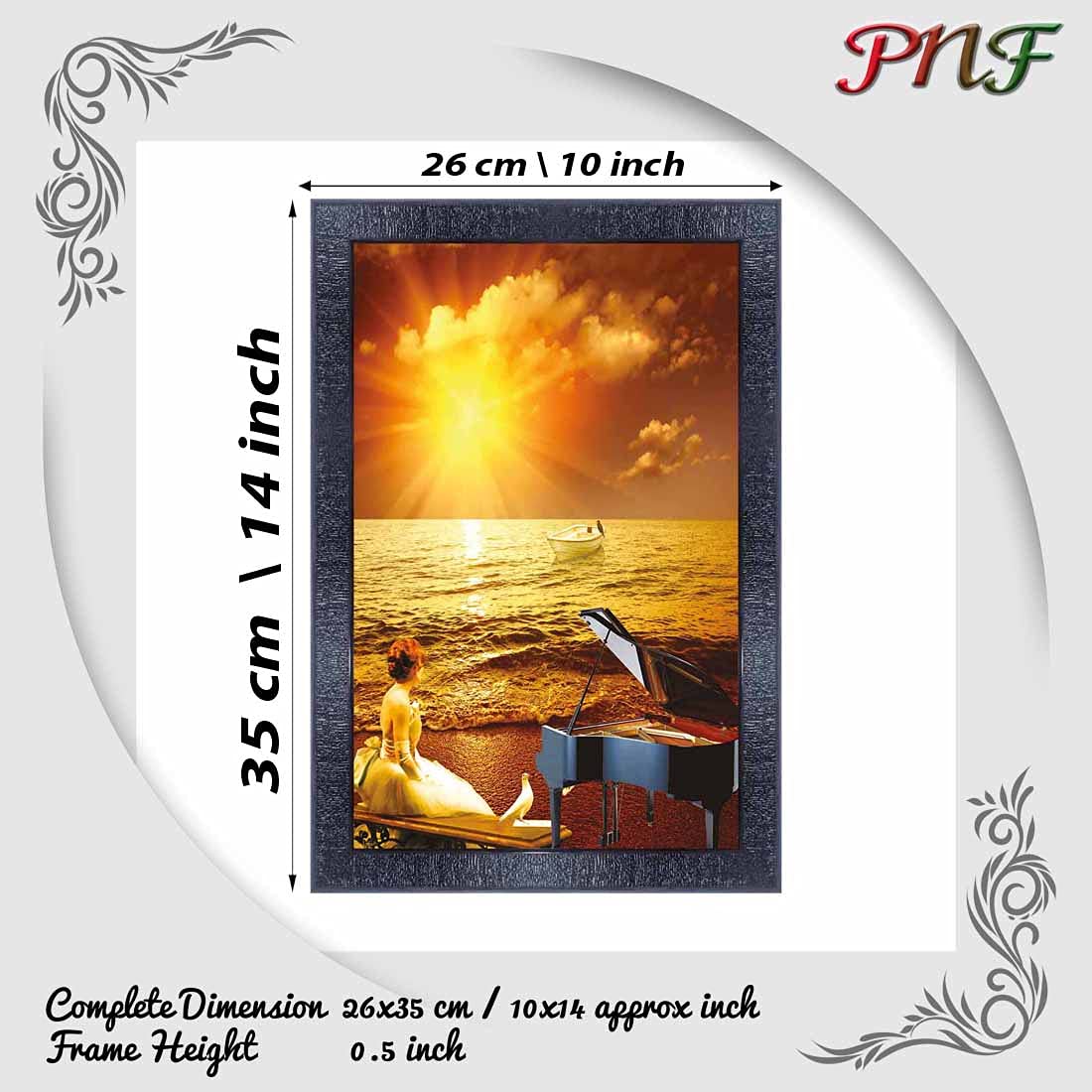 pnf Poster And Frames Vastu Sunrise Landscape Scenery Wooden Photo Frame With Acrylic Sheet | Living Room, Bedroom | Home Decora