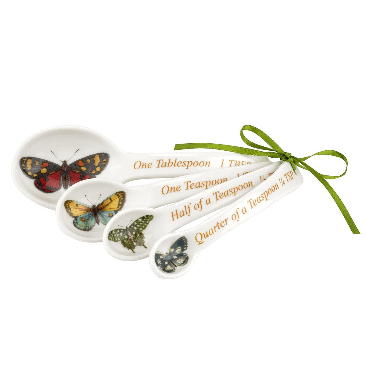 Portmeirion Botanic Garden Harmony Measuring Spoons- Set Of 4 | 1 Tbsp, 1 Tsp,  Tsp,  Tsp | Assorted Butterfly Motifs | Porcelai