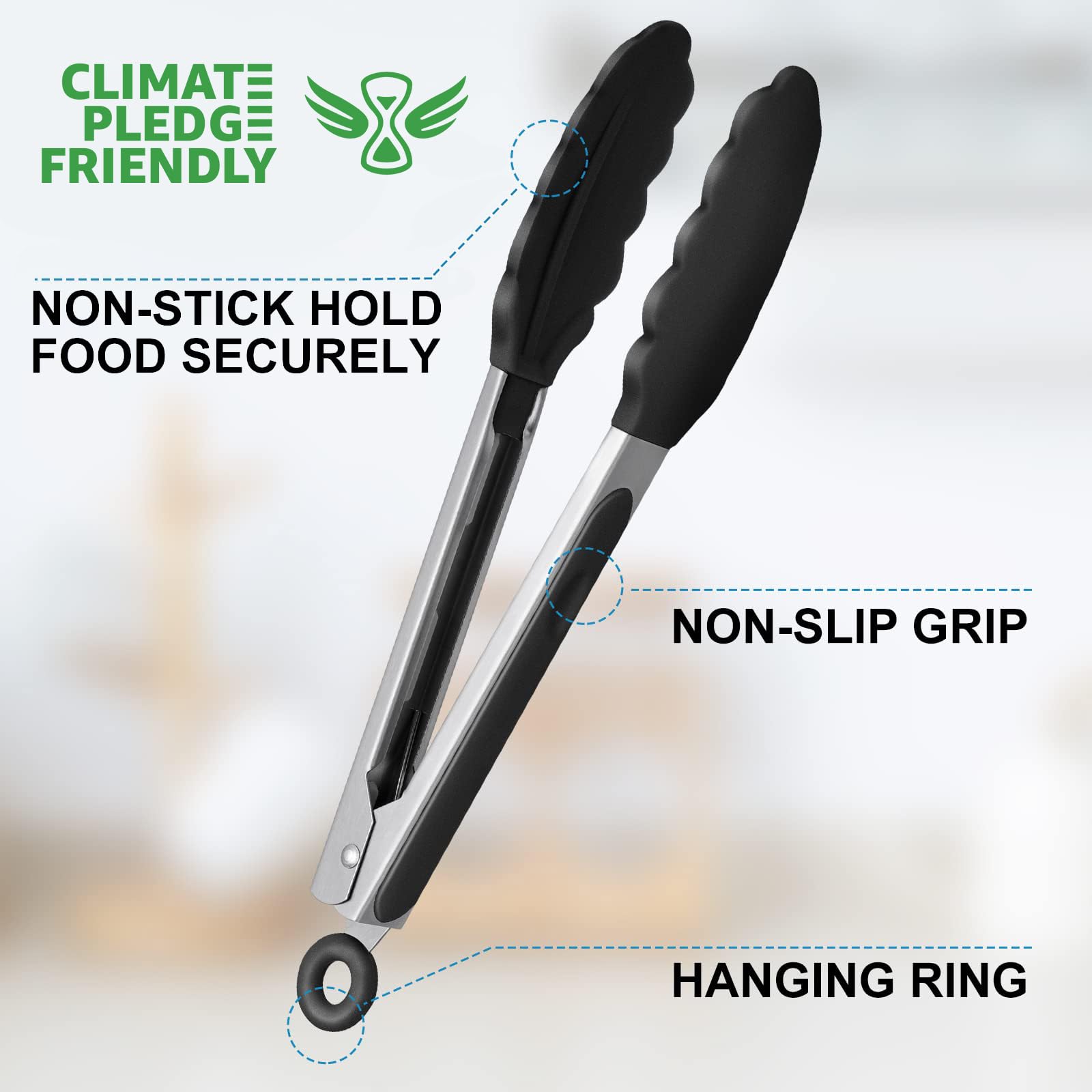Eekedo Kitchen Tongs, Stainless Steel Silicone Tongs For Cooking 600F High Heat-Resistant Bbq Grilling Locking Tongs, Set Of 2-9