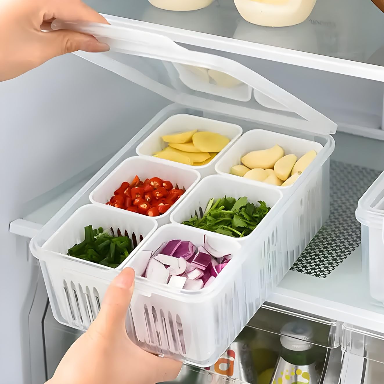 Fullstar Containers With Lid | Food Storage Containers With Removable Drain Plate | Fridge Organizers To Keep Fruits, Vegetables