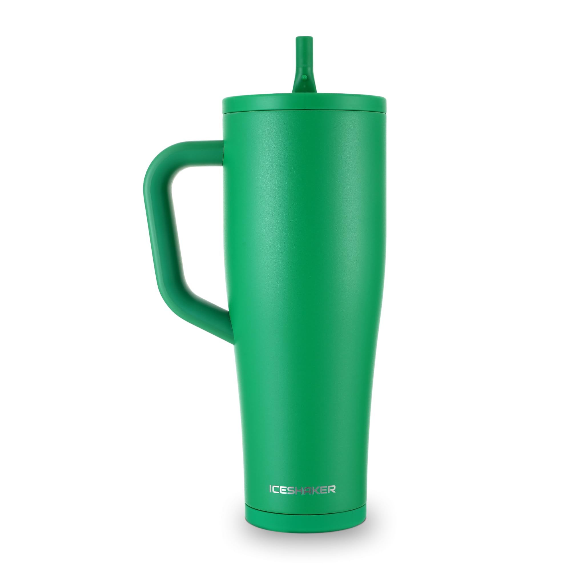 Ice Shaker 40 oz Tumbler with Handle and Straw | 40oz Green | Cold for 30+ Hours | 2-in-1 Tumbler Shaker Bottle | Odor-Free 40 o