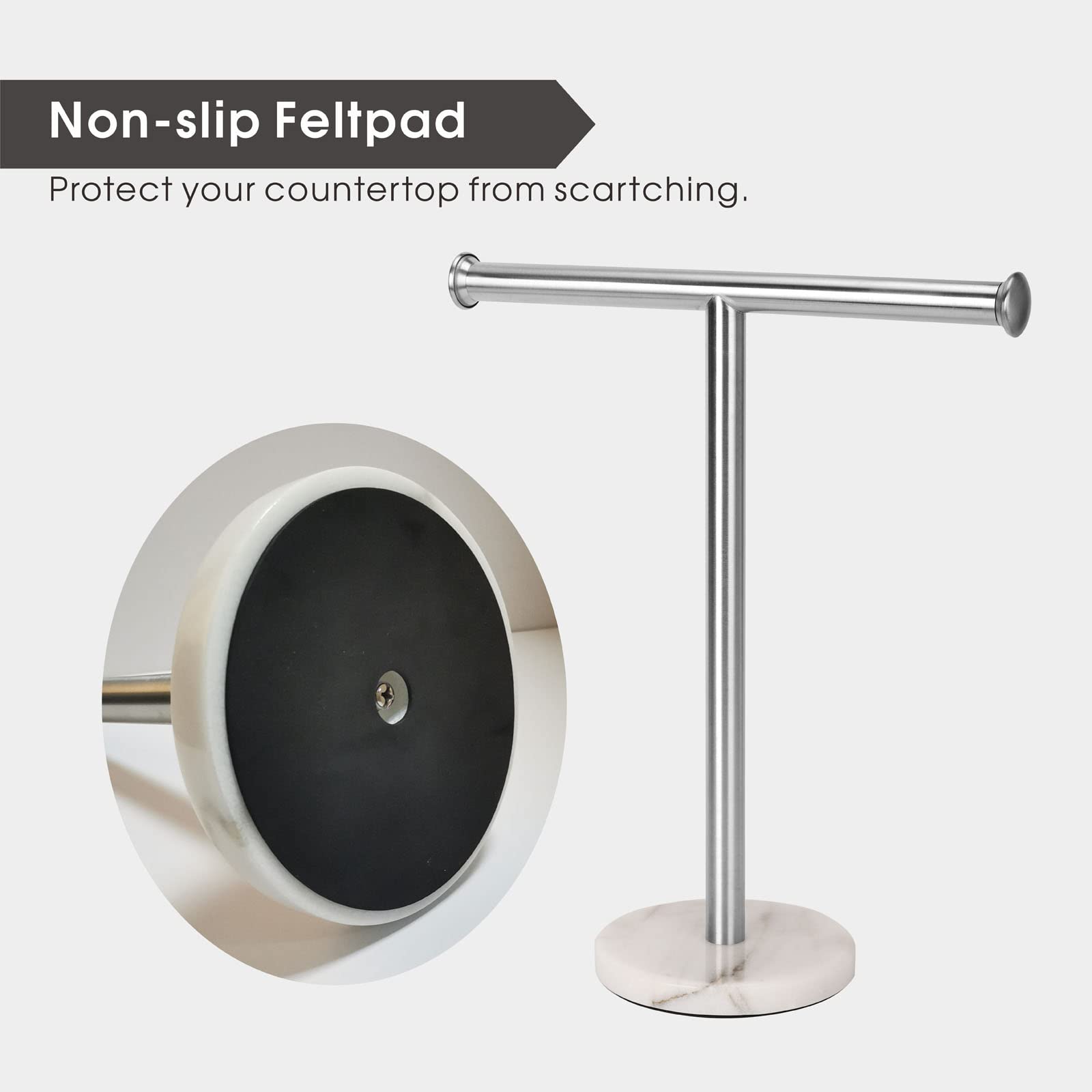 Songtec Hand Towel Holder Stand, Fingertip Towel Rack With Heavy Marble Base, Accessories Jewelry Stand (Marble Base, Brushed Ni