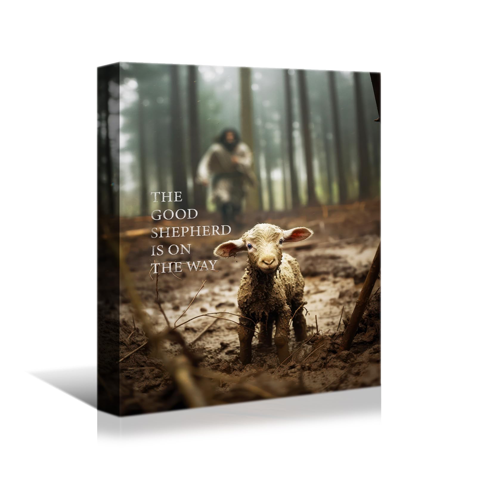 Yonica Jesus And Lamb Canvas Wall Art Jesus Running After Lost Lamb Picture Wall Art Canvas Print Christian Home Decor 36''X48''