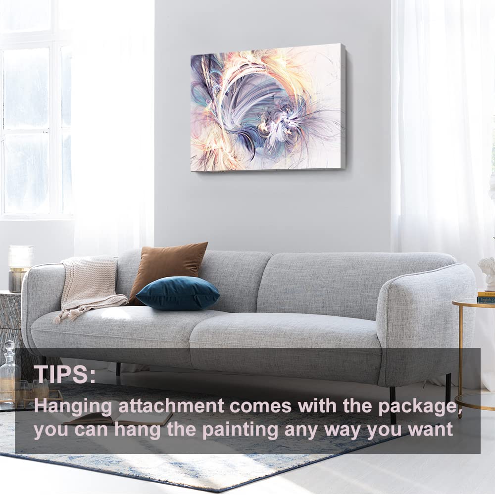 Canvas Wall Art Abstract Blue Purple and Orange Fantasy Colorful Graffiti on White Background Art Painting Prints Modern Artwork Decor for Living Room Bedroom Kitchen 36x24in