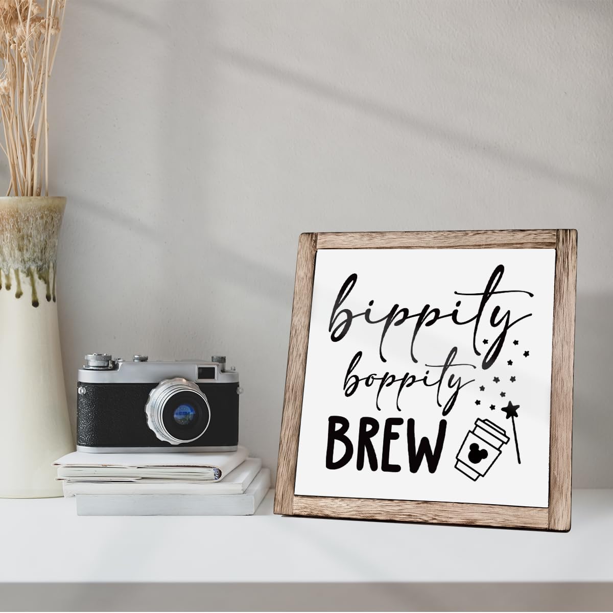 Bippity Boppity Wood Plaque Sign, Box Wood Plaques Desk D  cor, Rustic Wooden Coffee Table Sign, Kitchen Home Decor, Tabletop De