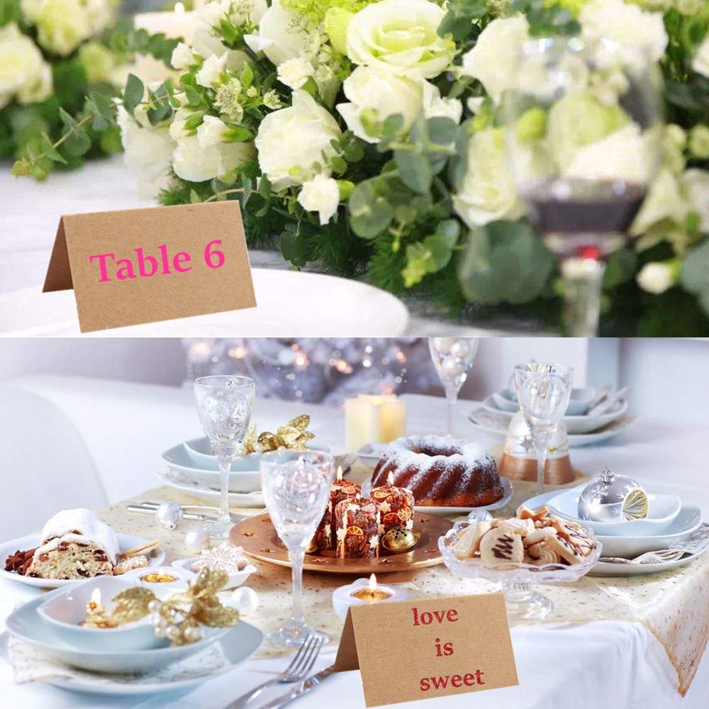 20Pcs Rustic Wood Table Numbers Holder And 30Pcs Kraft Table Place Cards Wood Place Card Holder Party Wedding Table Name Card Ho