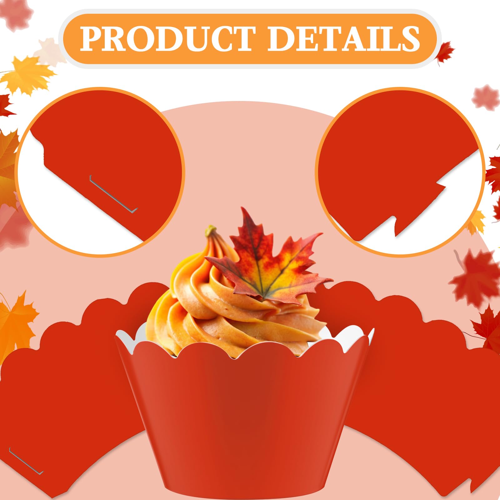 Domensi 100 Pcs Fall Cupcake Wrappers Rustic Cupcake Liners Thanksgiving Baking Cups Baking Liners for Autumn Thanksgiving Weddi