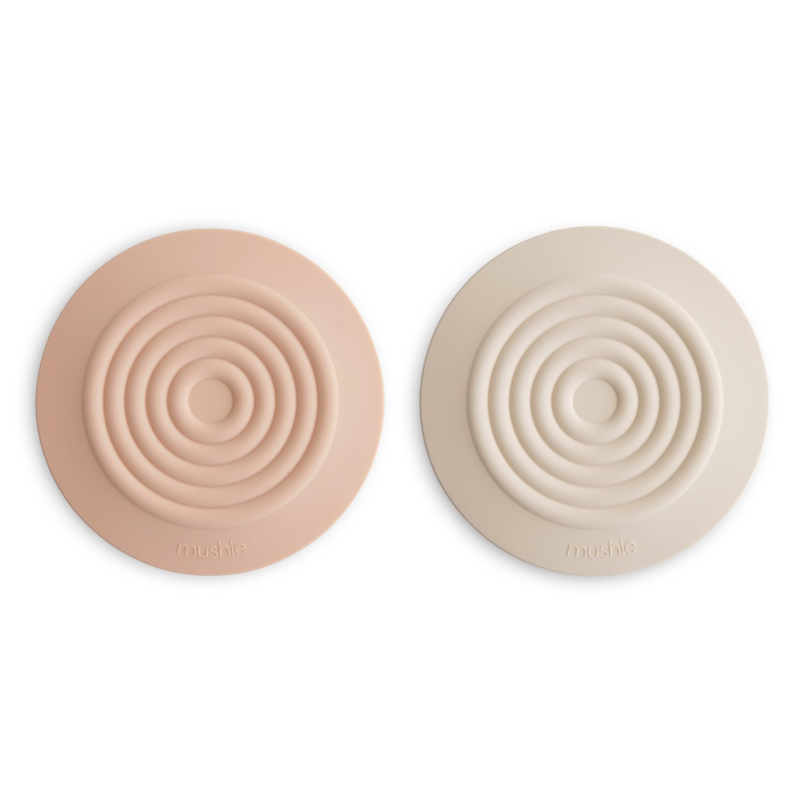 mushie Silicone Drain Stopper 2-Pack | 5.5 inch Diameter Bathtub Flat Suction Cover (Blush/Shifting Sand)