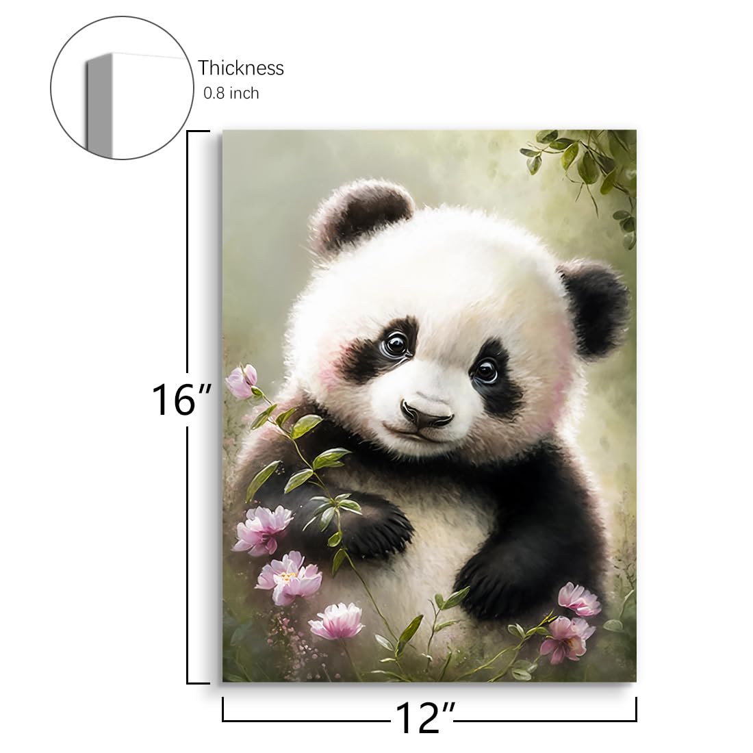 C8Busis Panda Wall Art Animal Print Wall Decor Watercolor Wall Artwork Canvas Wall Art Painting For Bedroom Living Room Kitchen