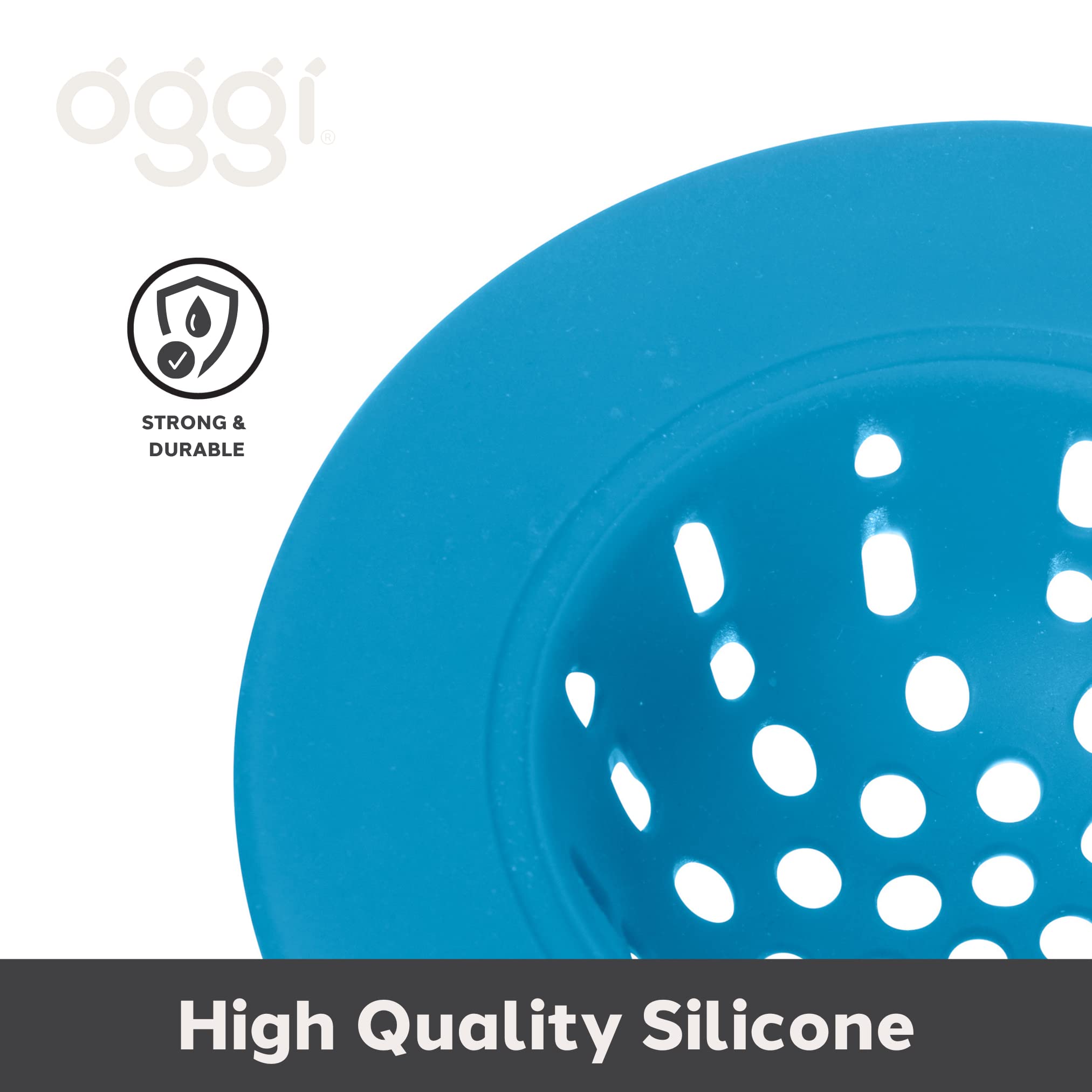 Oggi Silicone Sink Strainer- Great Kitchen Sink Strainer, Sink Drain Strainer, Drain Stopper, Sink Plug, 4.6? Diameter Rim, Turq