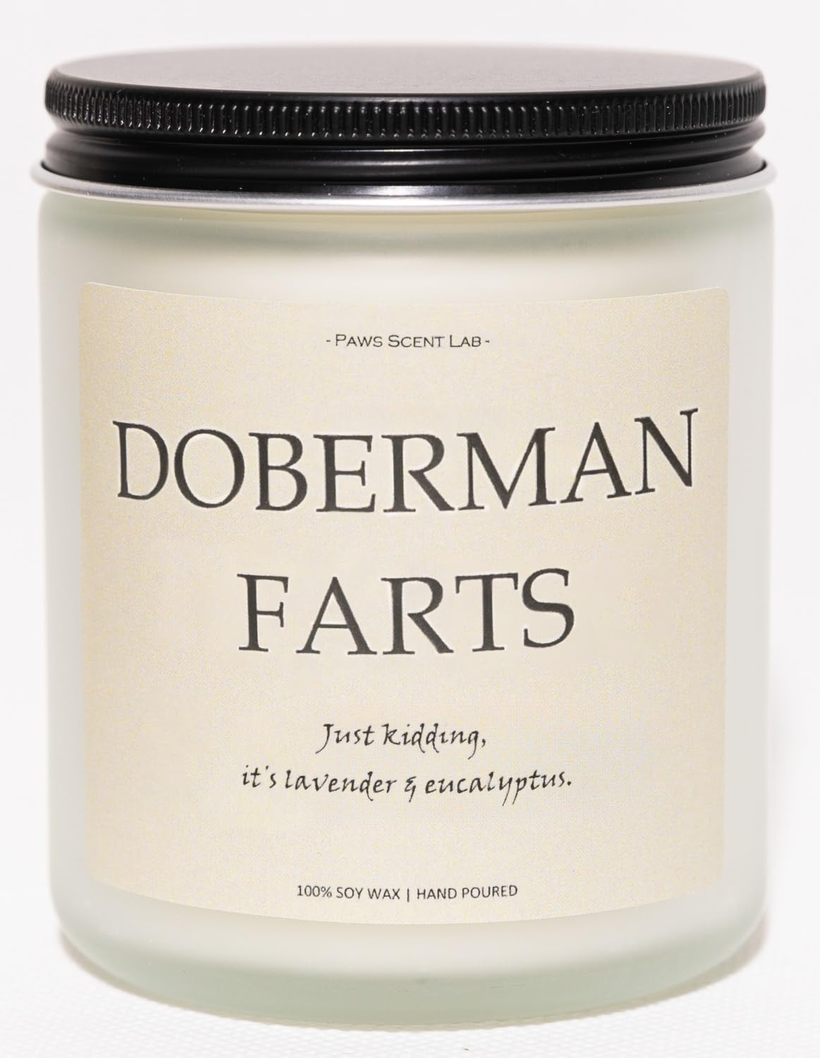 Doberman Gifts & Decor, Doberman Pinscher Gifts, Dog Farts Candle, Dog Mom Gift for Women - Lavender & Eucalyptus, Crafted by Na