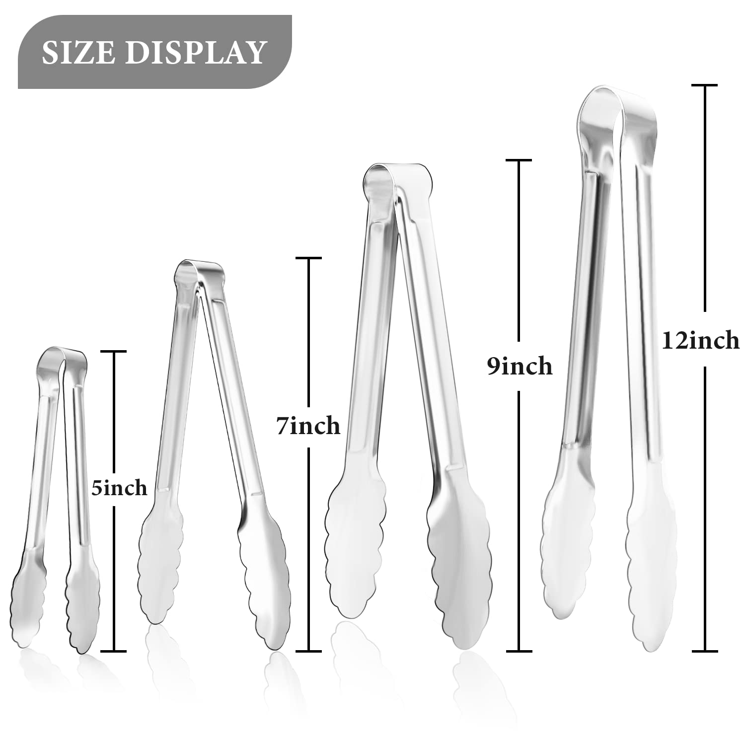 12 Pack Small Serving Tongs,Xevom Stainless Steel Sugar Tongs Mini Appetizers Tongs Mental Kitchen Tongs For Serving Food (5Inch