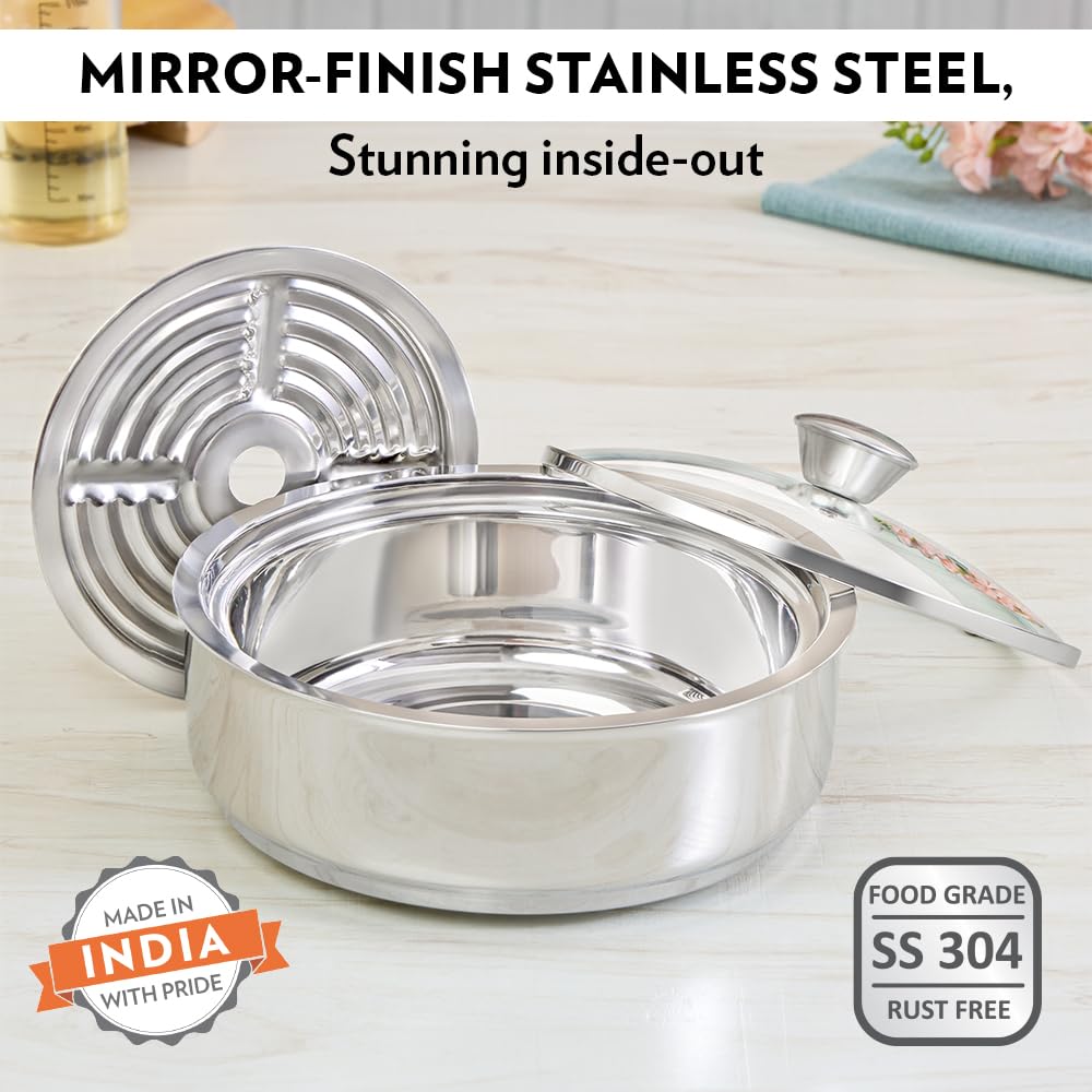 Borosil Stainless Steel Insulated Roti Server, 1.1 Litres, Silver