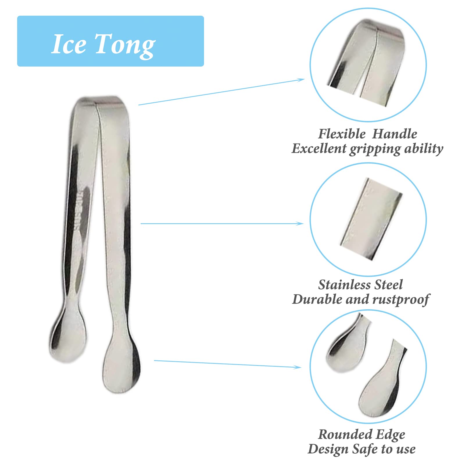 6Pcs Ice Tongs Mini Sugar Tongs 4.25Inch Stainless Steel Small Serving Tongs, Small Kitchen Tiny Tongs For Appetizers,Tea Party,