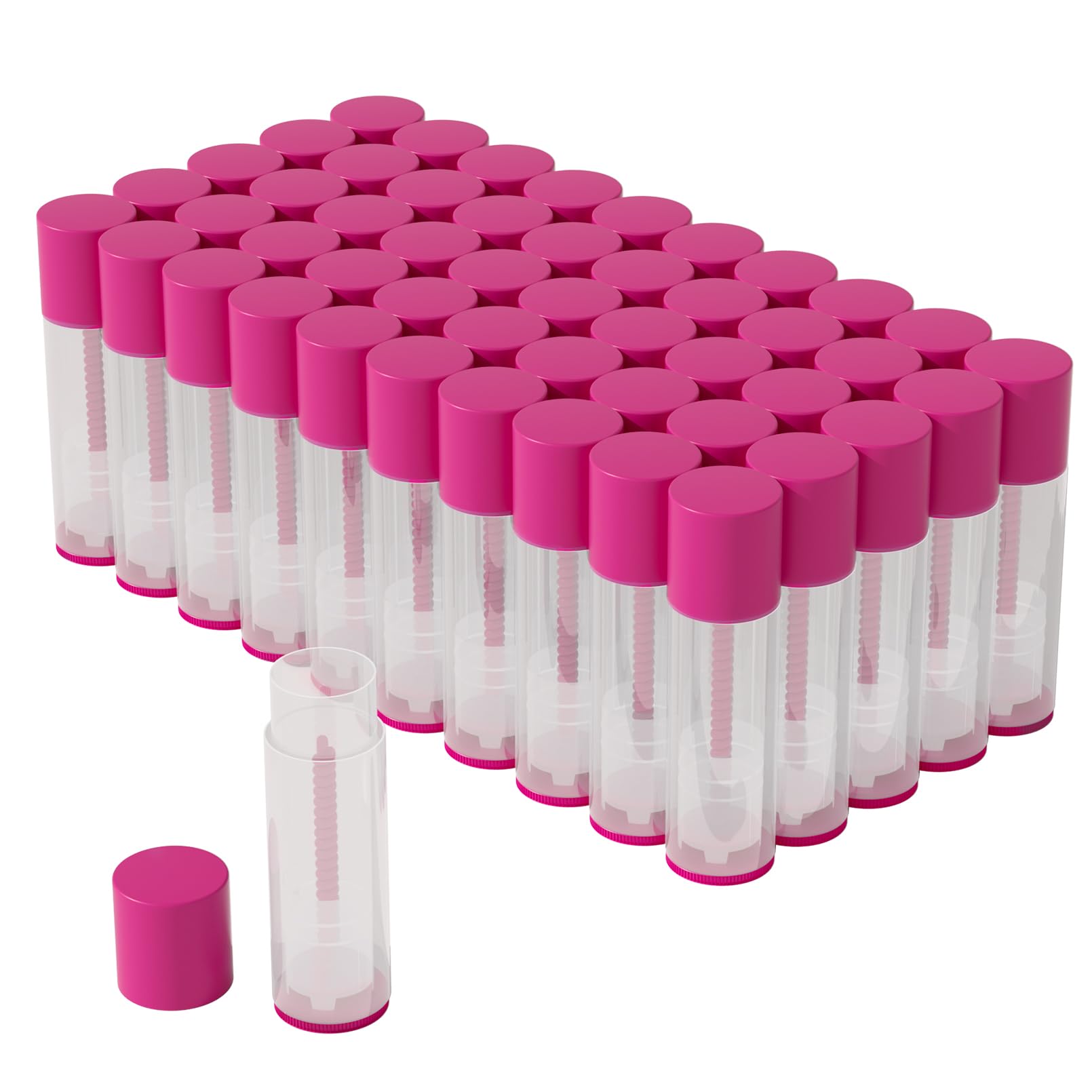 Lip Balm Container Tubes, 5.5ml, Clear with Colorful Caps, 50Pack (Red Cap)