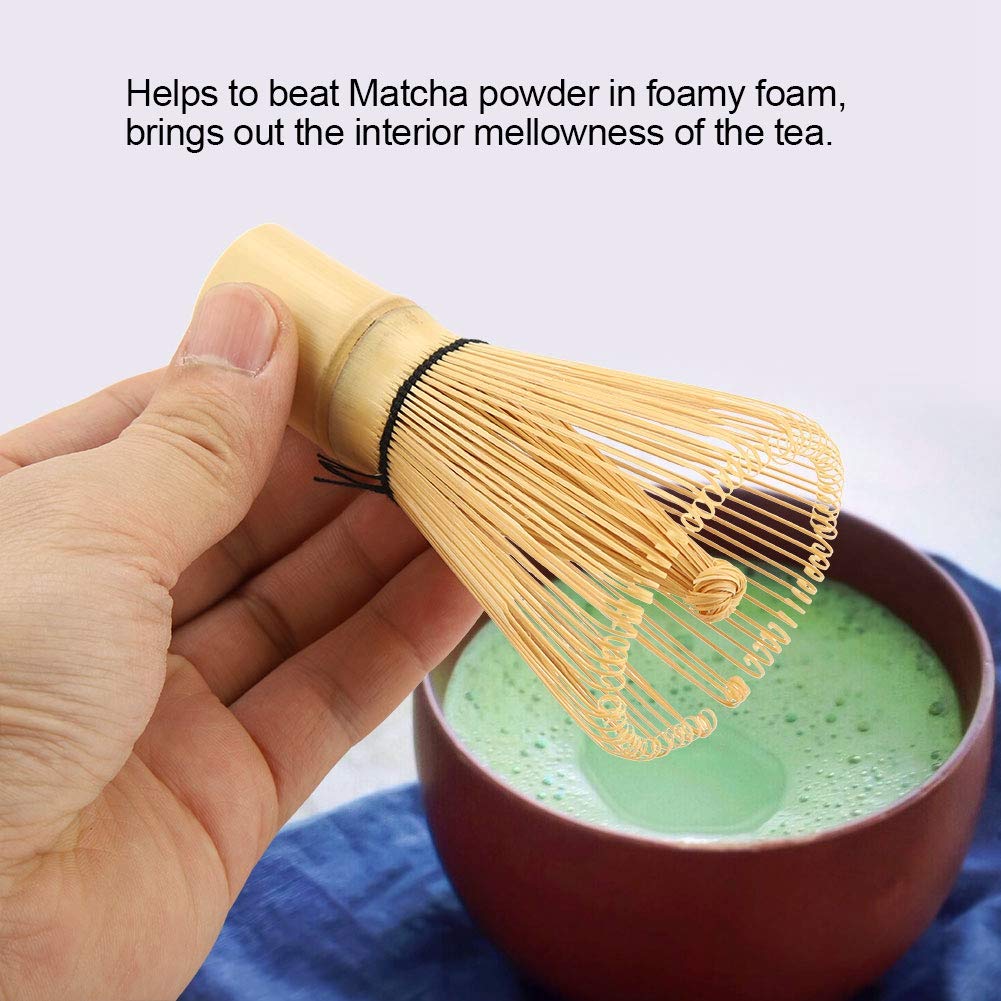 Matcha Green Tea Whisk Bamboo Tea Whisk Chasen Preparing Matcha Powder Brush Tool Tea Traditional Scoop(80 Prongs)