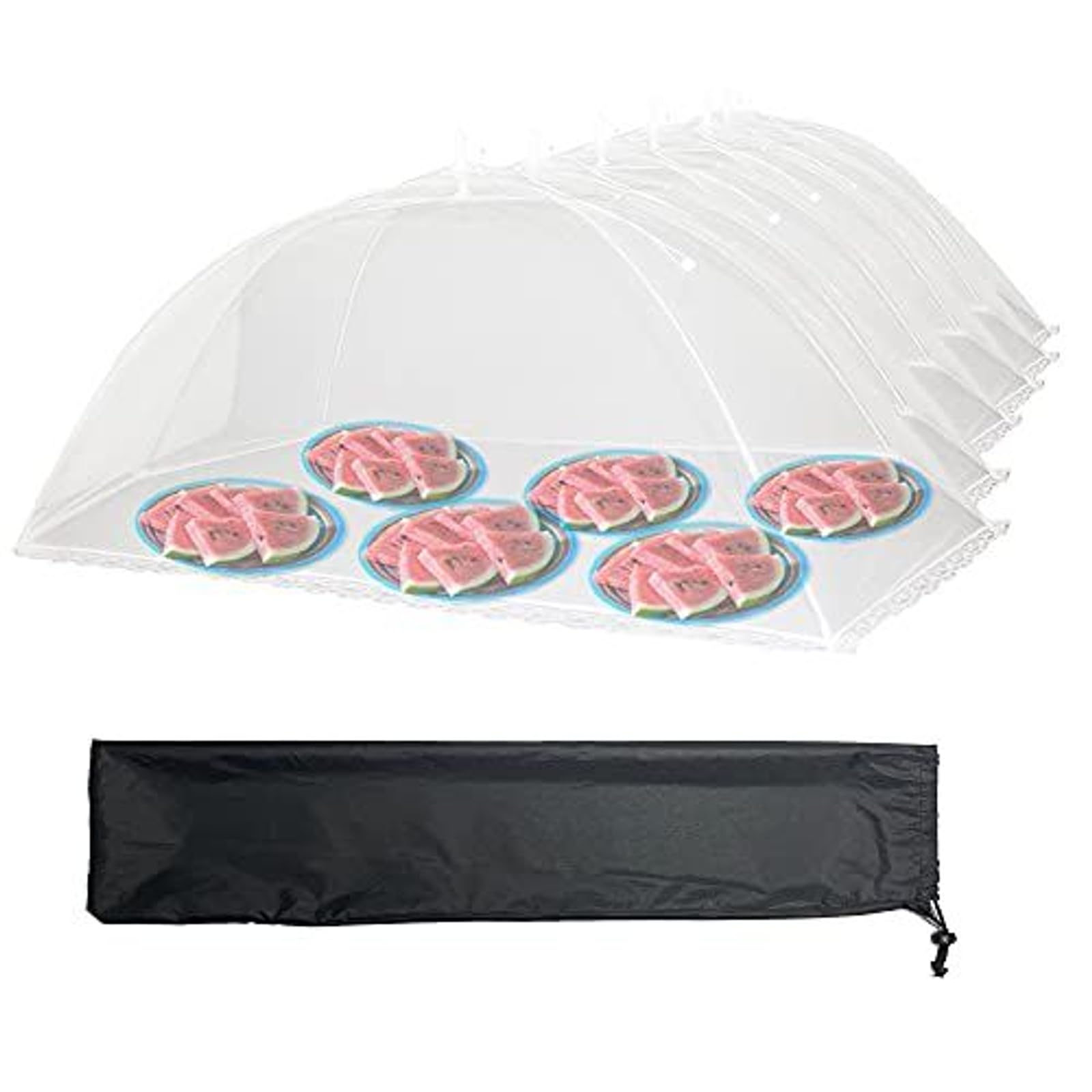 Simply Genius Pop-Up Mesh Food Covers for Outdoors - 6 Pack Extra Large 39 x 24, White, Collapsible & Reusable - Buffet Food Cov