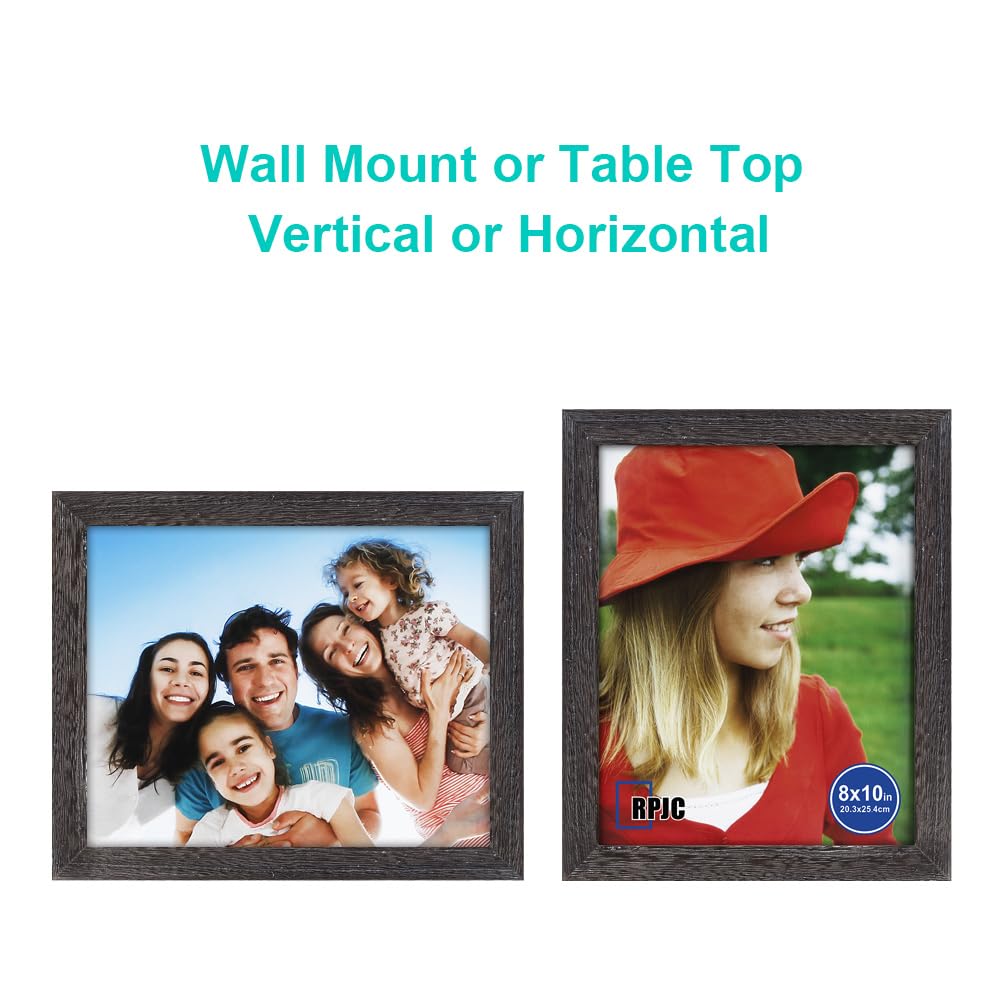 RPJC 8x10 Picture Frames Made of Solid Wood High Definition Glass for Table Top Display and Wall Mounting Photo Frame Driftwood