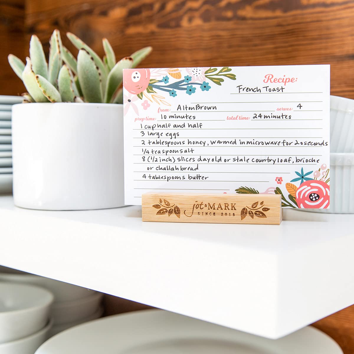 Jot & Mark Floral Recipe Cards 4X6 | Double Sided Thick Cardstock, 50 Count (Garden Floral)