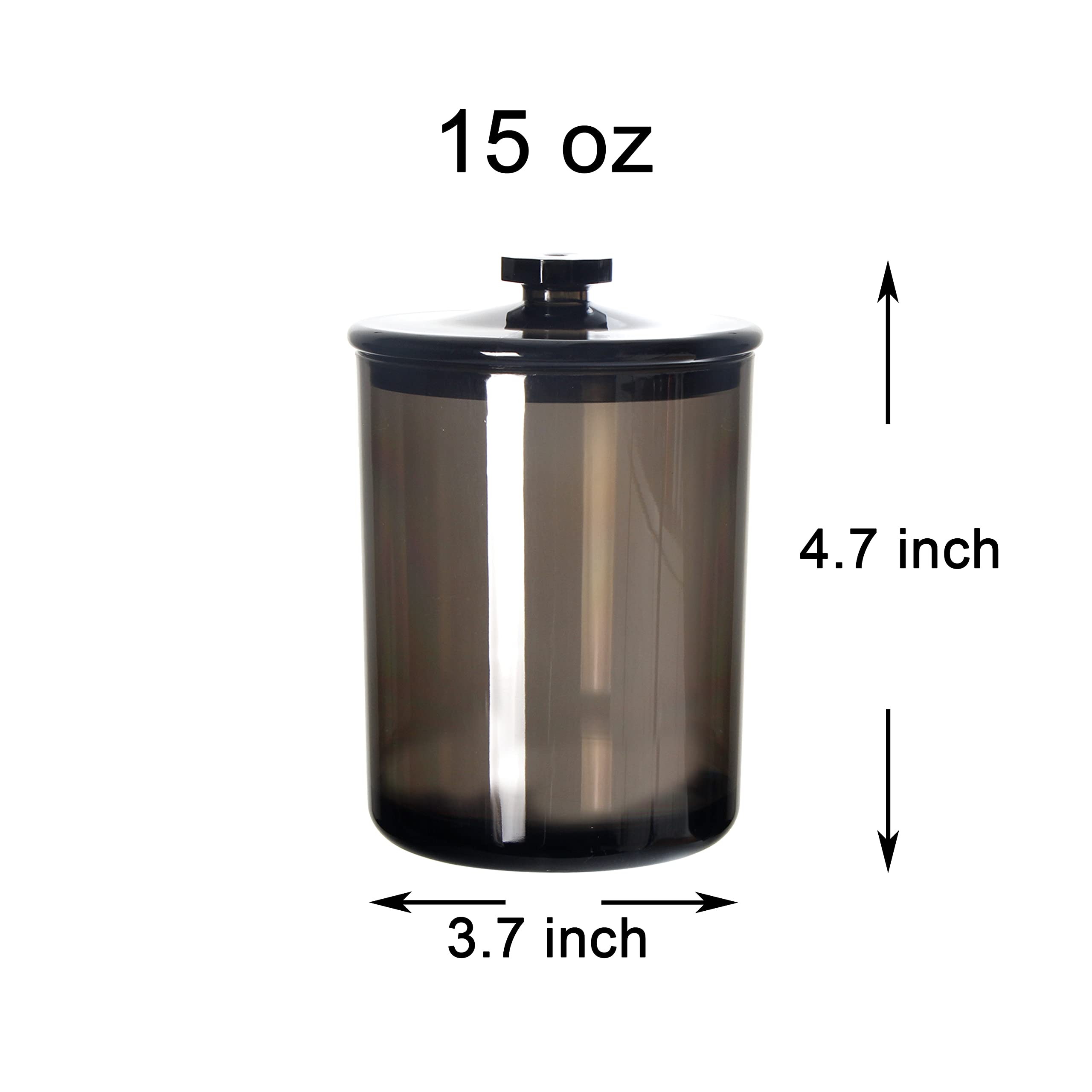 Youngever Black Plastic Apothecary Jars, Qtip Holder, Cotton Swab Holder, Bathroom Vanity Organizer For Cotton Balls, Cotton Pad