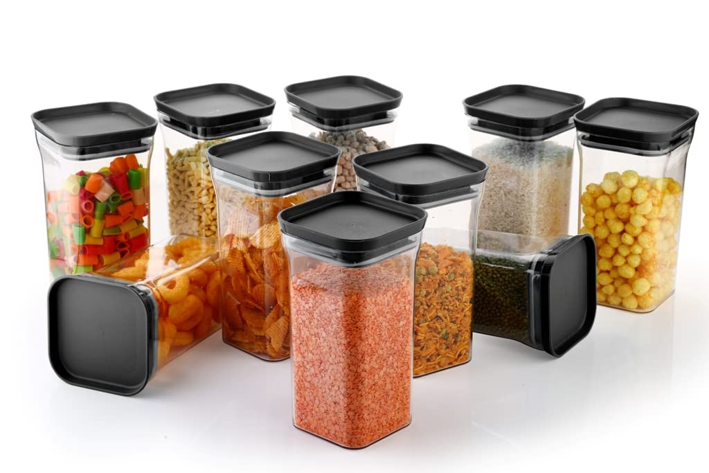MOXSTAR Unbreakable Air Tight Kitchen Storage Container for Rice,Dal,Atta,Flour,Cereals,Snacks Kit Kat Container (1100MLBlack, 3