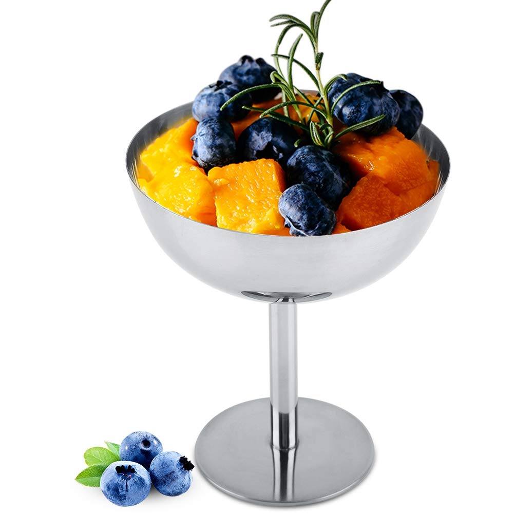 Ice Cream Cups Dessert Dish Stainless Steel Sundae Bowls For Salad Fruit Pudding(Tall)