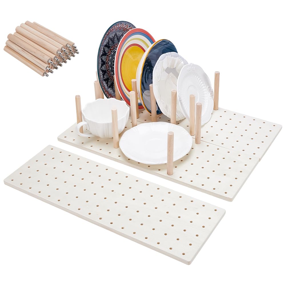 UNICRAFTALE 3 Set Wood Pegboard Drawer Organizer for Kitchen