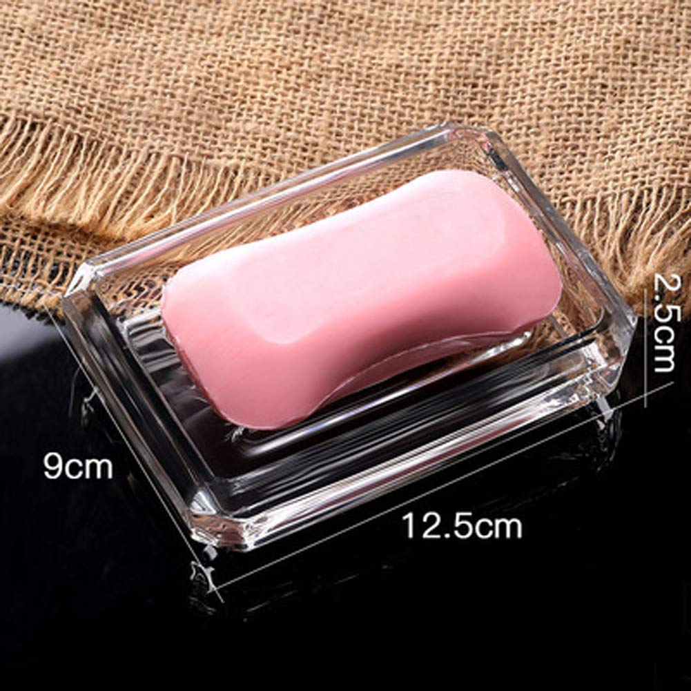Luzen 1Pc Rectangle Glass Soap Dish Bar Soap Holder Soap Saver Tray Soap Case Soap Box Holder For Shower Bathroom Kitchen, Clear