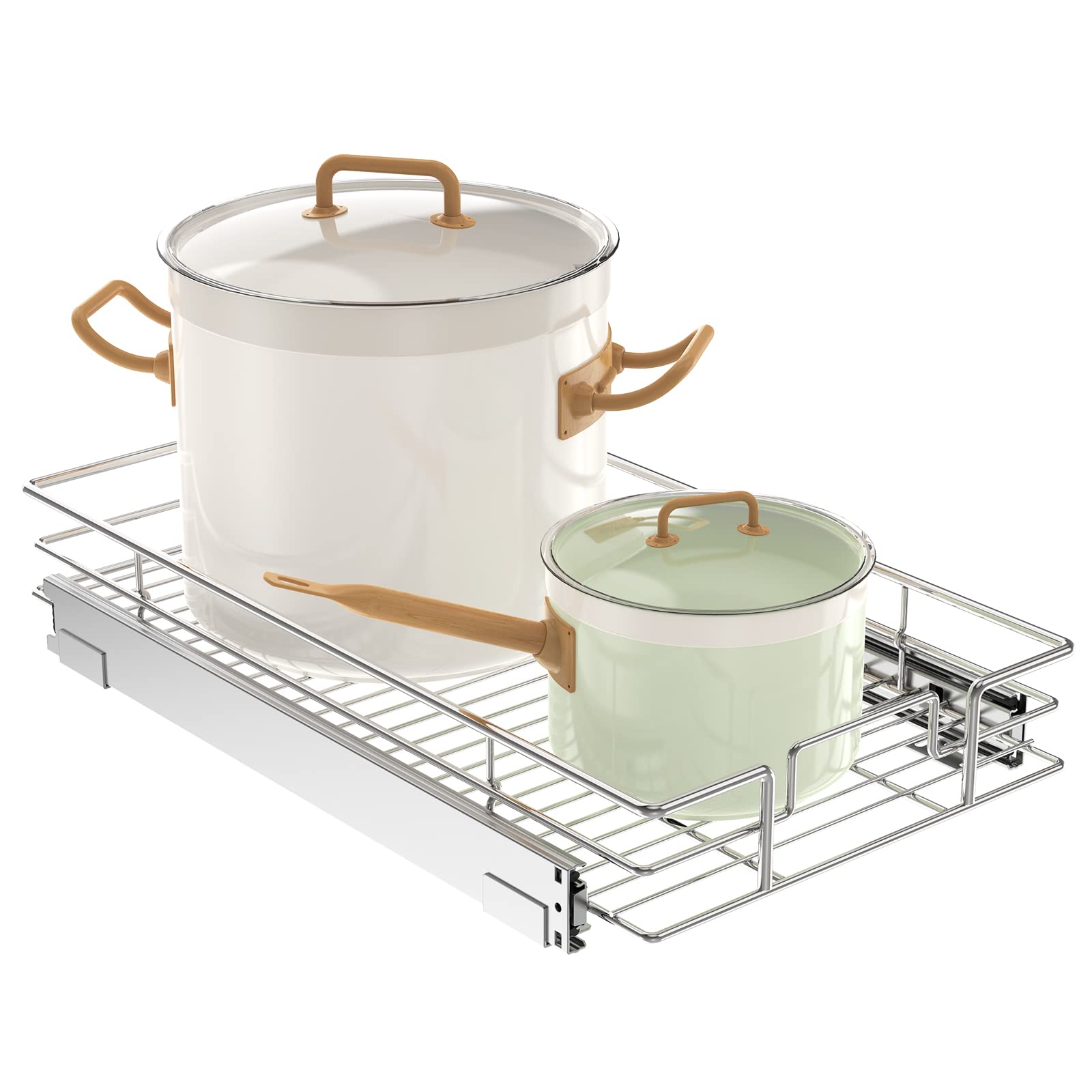 LOVMOR Pull Out Cabinet Organizer 11 W x 18 D, Kitchen Cabinet Pull Out Shelves Slide Out Storage