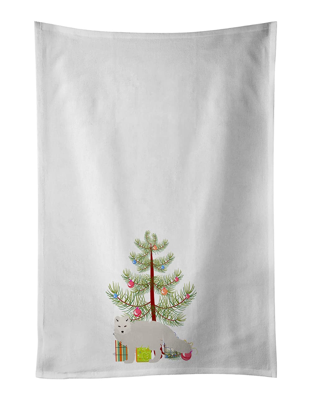 White Arctic Fox Christmas White Kitchen Towel Set of 2