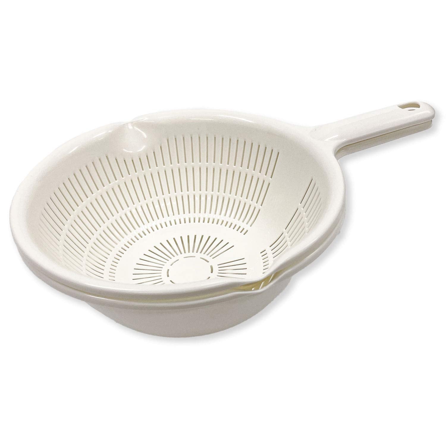 Kitchen Colanders And Bowl With Handle Pair Set. Easy To Use, 1.3-Quart, 8'' Handy Size, For Pasta, Spaghetti, Berry, Veggies, F
