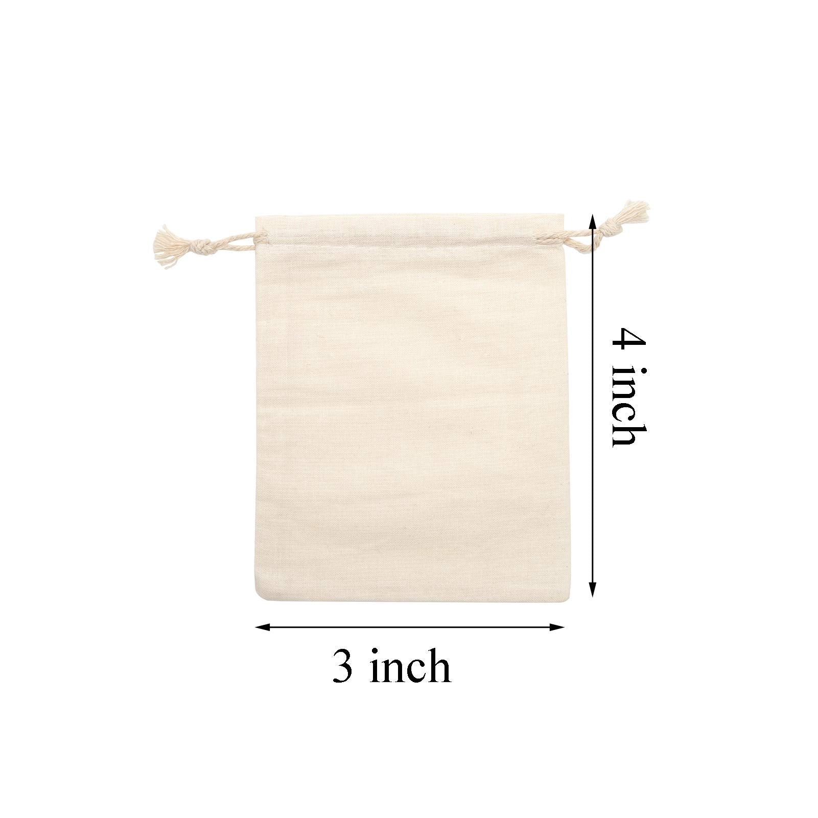 Tendwarm 20 Pieces 3X4 Inches Cotton Drawstring Bags Reusable Muslin Sachet Bag For Party Wedding Storage Home Supplies