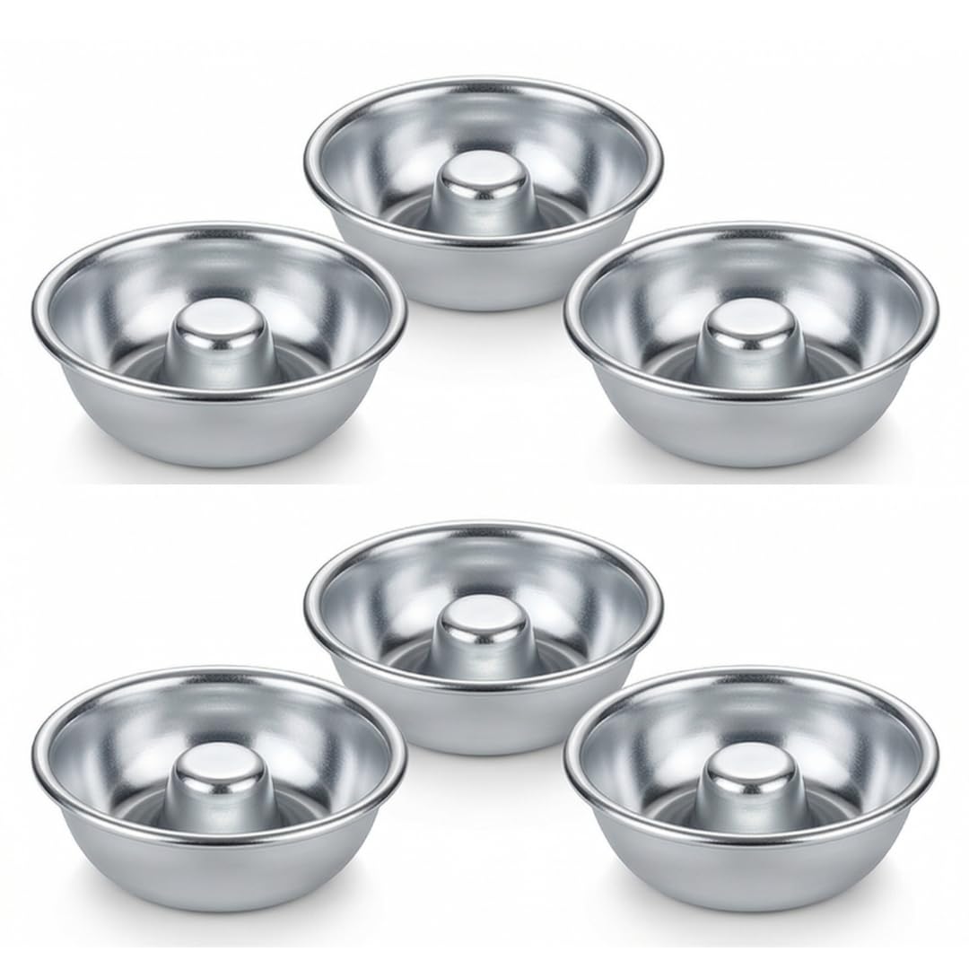 Healthy Baked Donut Mould Set (Pack Of 6) - 8Cm Non-Stick Style Aluminum Katori For Oven & Air Fryer Baking - Oil-Free Doughnut 